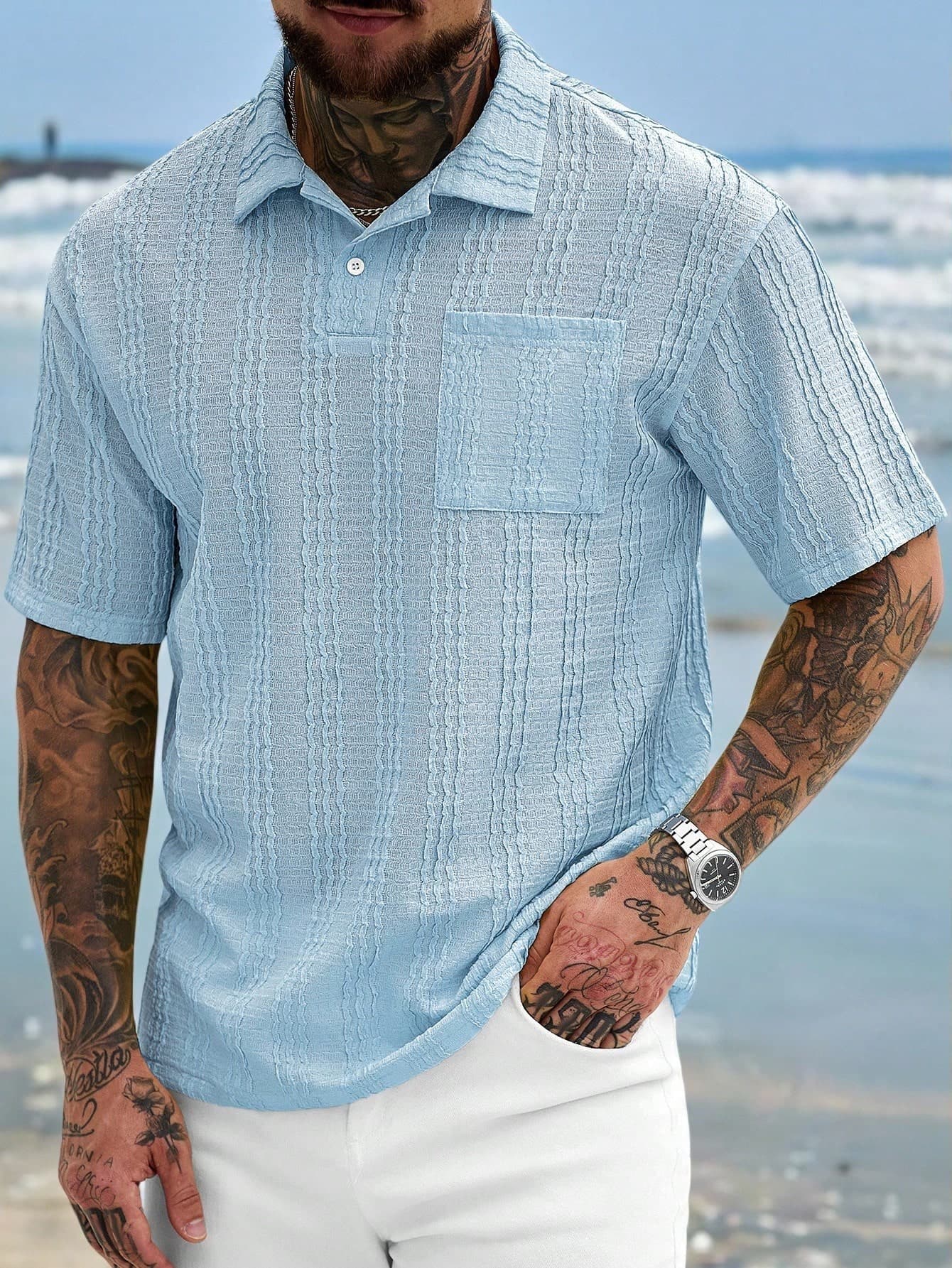 Manfinity Homme Men's Casual Knit Polo Shirt For Everyday Wear, Mother's Day Gift, Ceremony