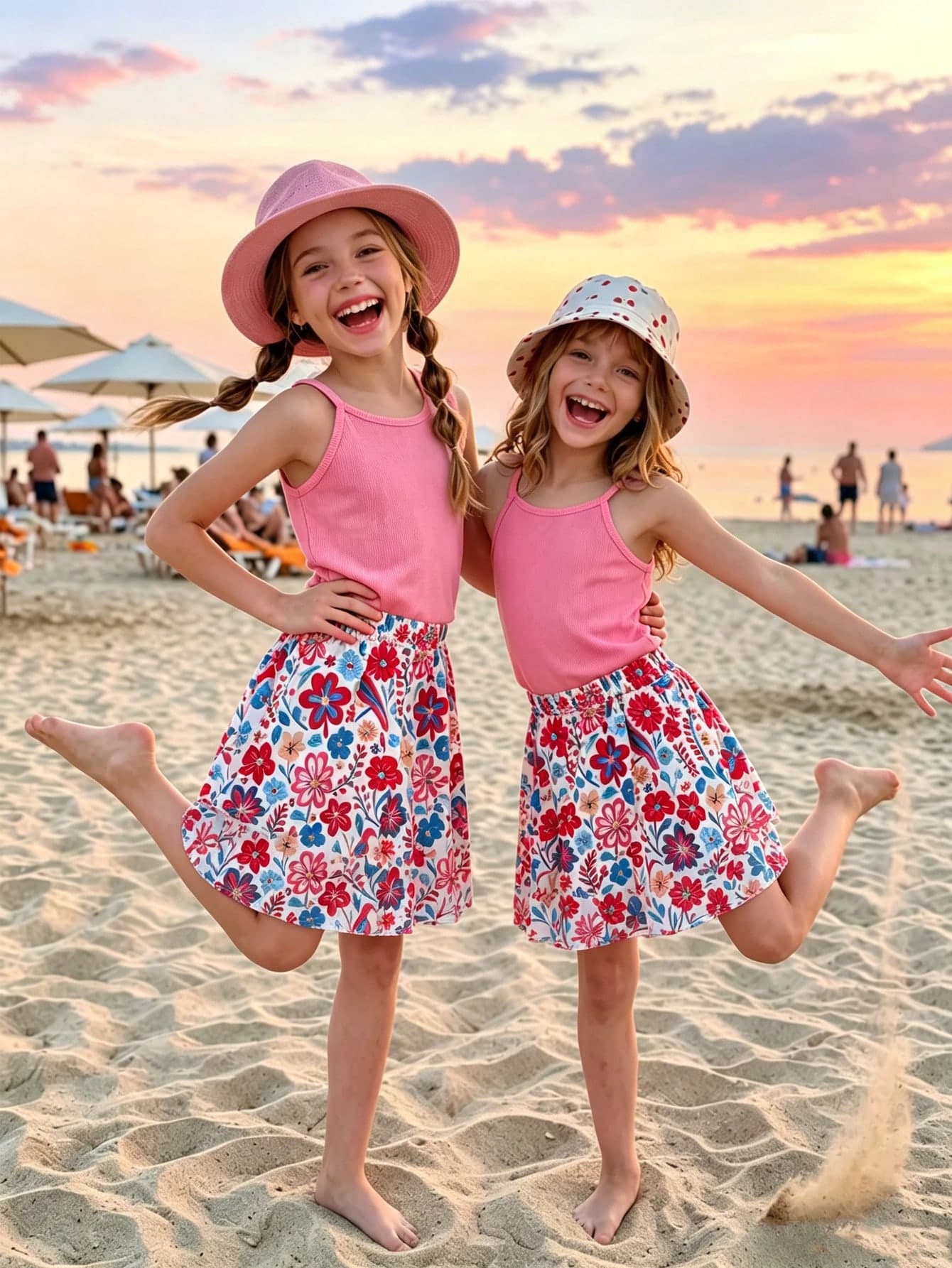 SHEIN Girls' Toddler Set Knitted Vest Paired With Printed Skirt, Suitable For Daily Commute, Outdoor Activities, Showcasing Lively And Cute Style