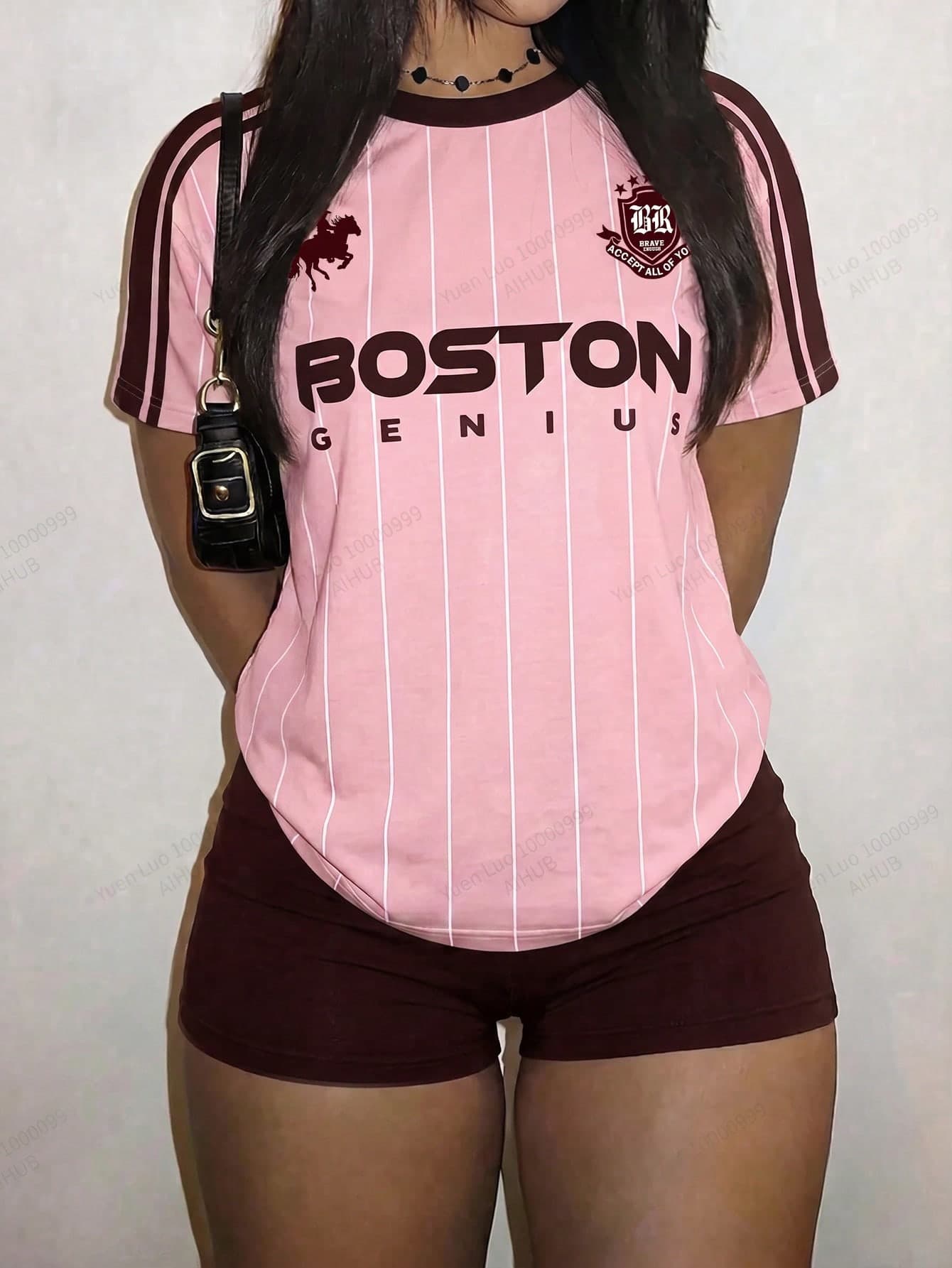 Slaydiva Women's Casual Streetwear Street Tight Shorts 2-Piece Set, Light Pink Burgundy Street Style, Hiphop Outfit Back-To-School Gym Summer