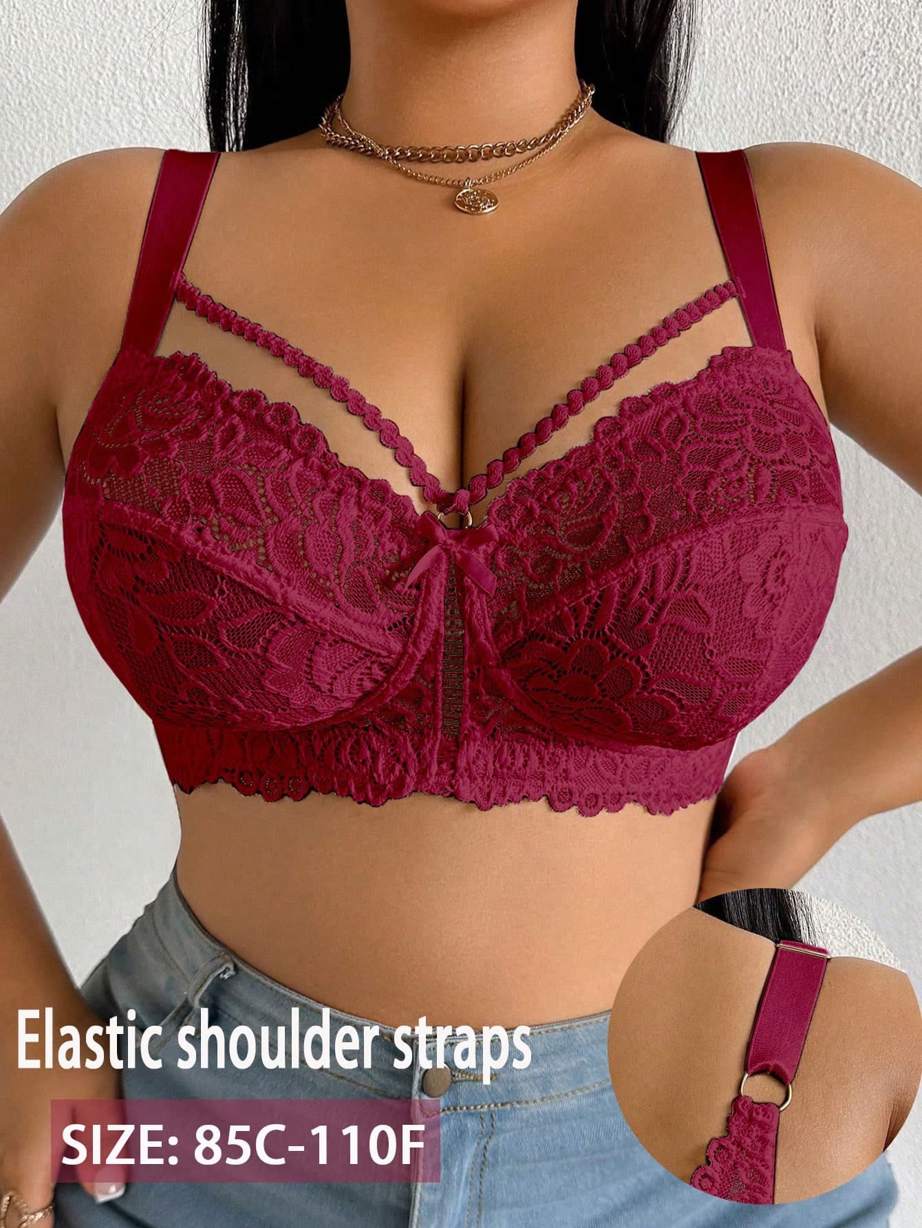 DesireSculpt Plus Size Lace Wire-Free Bra, 1pc
