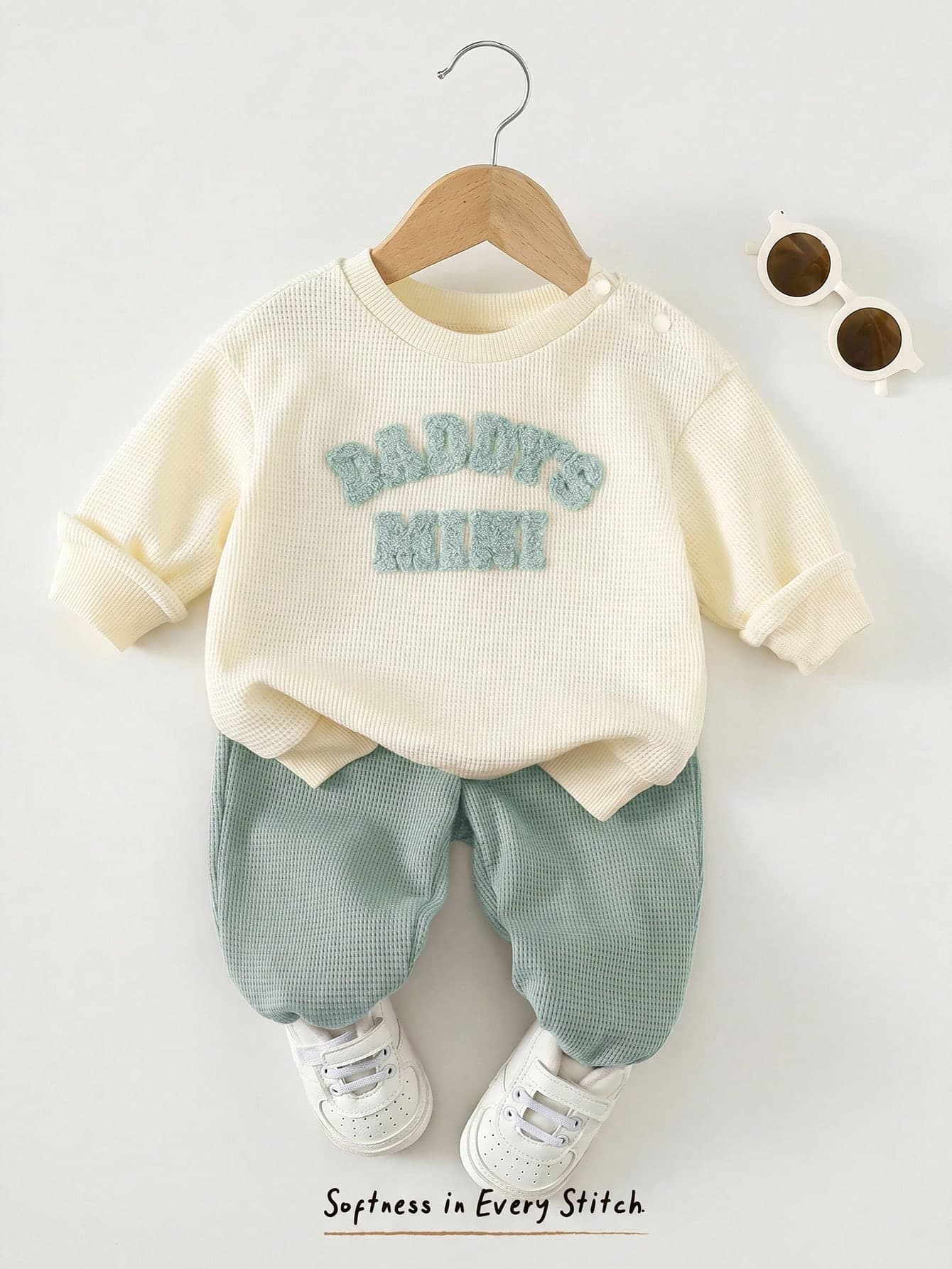 Cozy Pixies Newborn Baby Cute Set Letter Embroidery DADDY'S MINI Cute Casual Daily Wear Autumn/Winter