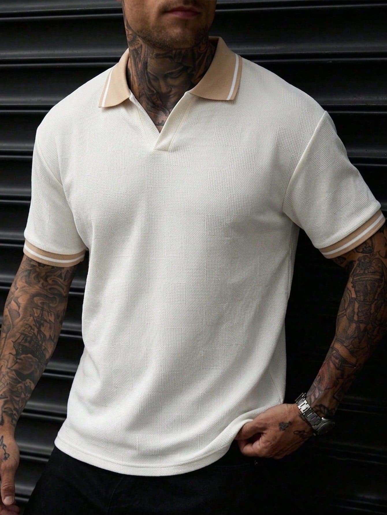 Manfinity CasualCool Men's Textured Fabric Mature Casual Polo Shirt, Suitable For Daily Outings, Gatherings And Commuting, Formal