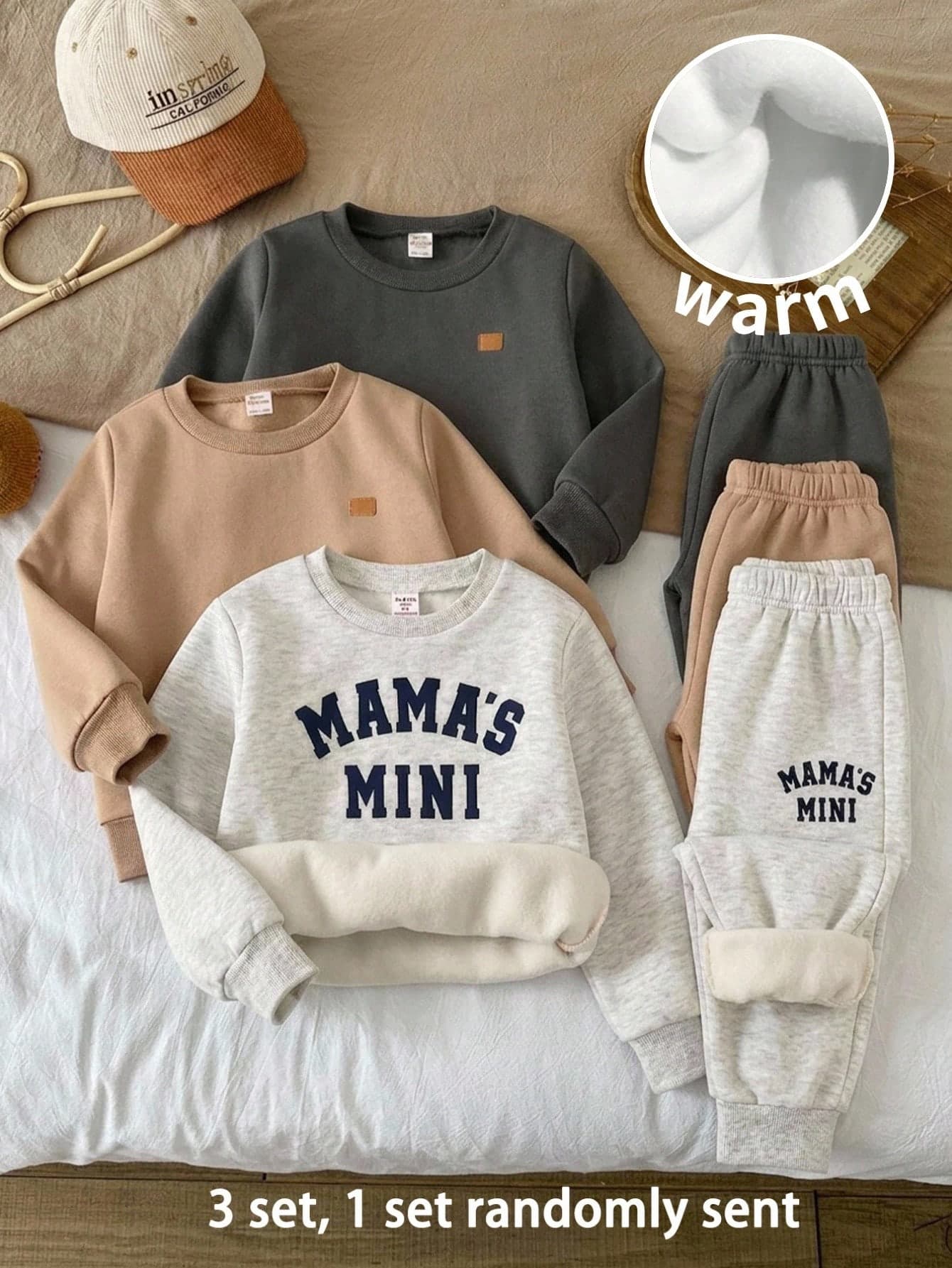 LMoss Kids Kids 2pcs/Set Young Boy & Girl Cute Casual Sports Tracksuit, Letter Print Long Sleeve Fleece Sweatshirt And Jogger Autumn Pants Set, Winter Clothes