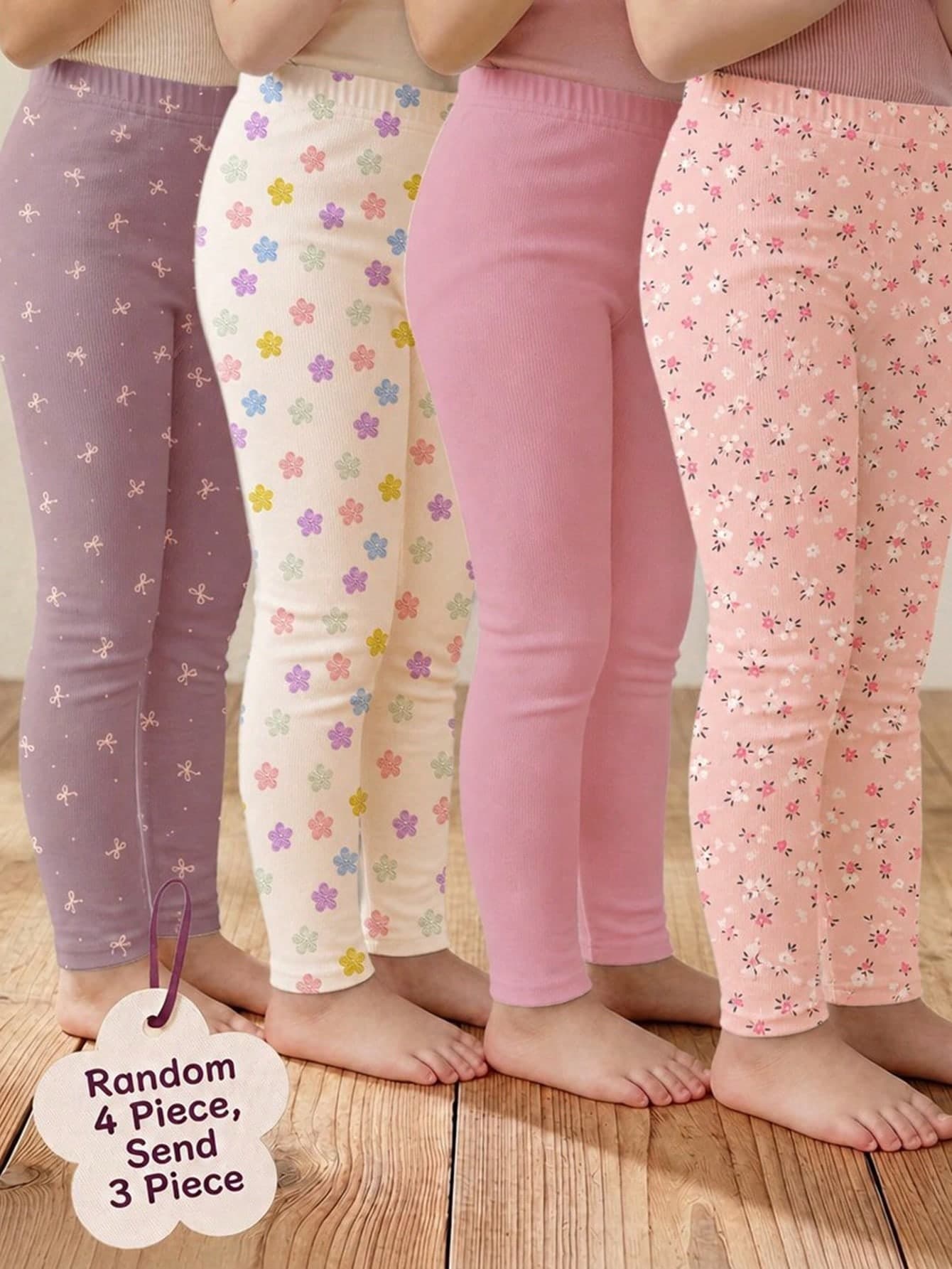 Soft Mist Color Palette, Bohemian Floral & Polka Dot Pattern, Young Girl Cute Comfortable Casual Leggings, Elastic Leggings Suitable For All-Season Daily Wear, Homecoming, Easy Comfort, Casual Wear