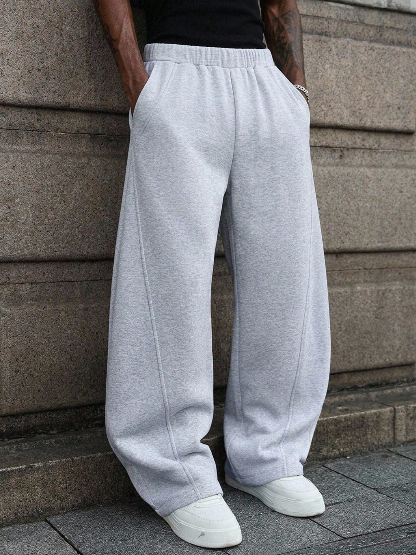 Teen Boy Teen Boys' Loose Fit Heather Gray Sweatpants, Casual, Comfortable, Versatile, Suitable For Daily Wear, School, Outdoor Activities, Sports
