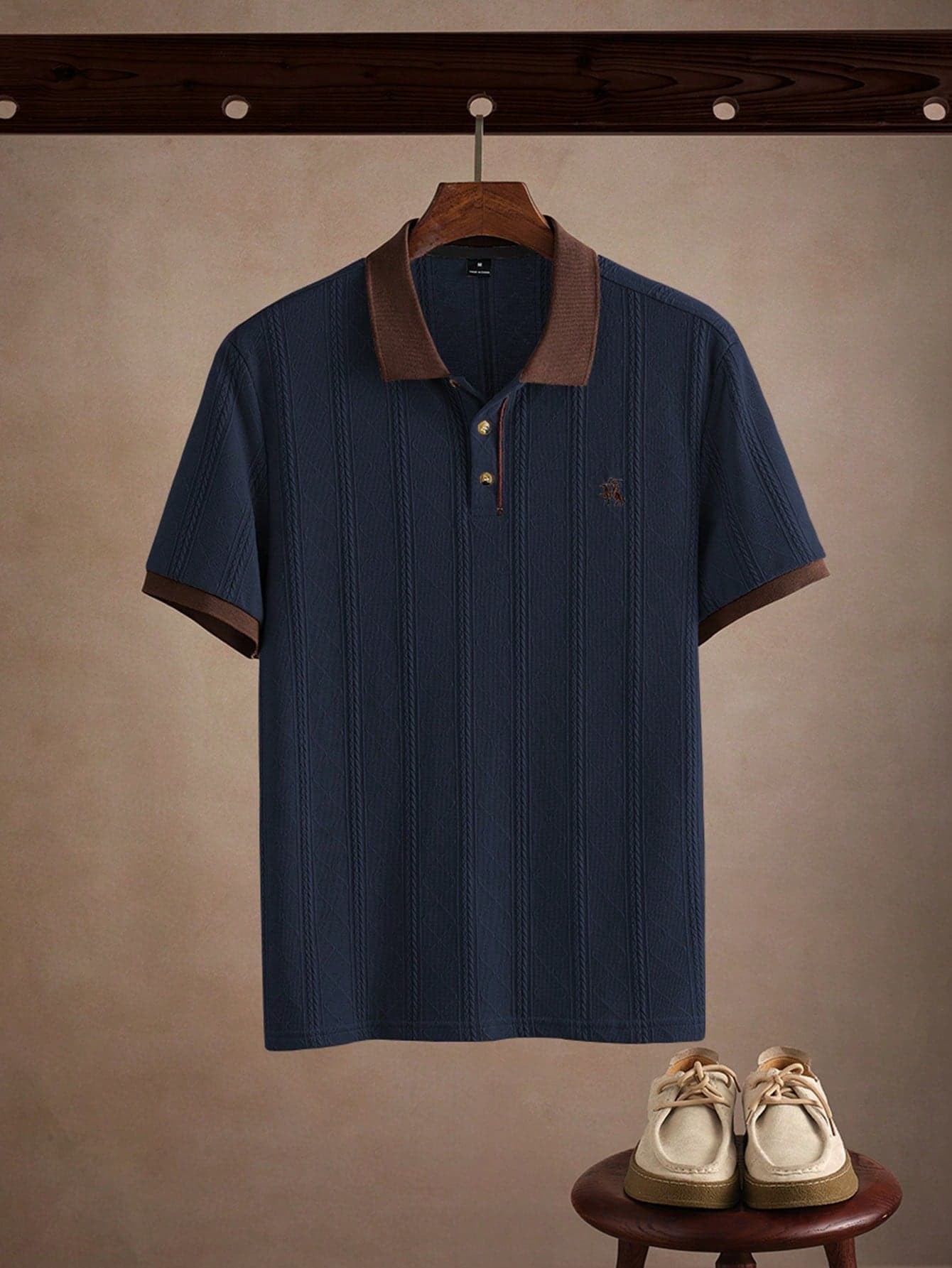 Core Aspect Men's Turn-Down Collar Short Sleeve Polo Shirt, Knitted Crochet Fabric, Men's Embroidered Polo Shirt, Men's Casual Polo Shirt, Men's Button Polo Shirt, Suitable For Daily Outings, Gathering With Friends, Casual Weekend Time, It's A Perfect Gift For Boyfriend Or Husband, INS Best-Selling Polo Shirt