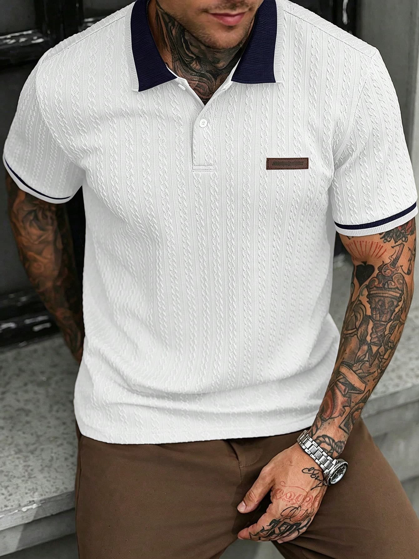Manfinity CasualCool Men's Summer Casual Colorblock Short Sleeve Polo Shirt