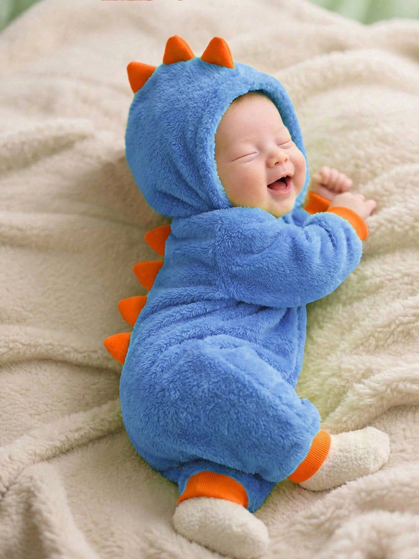 SHEIN Newborn Baby Boy Clothes Baby Boy Fall And Winter Clothes Outfit Set, Contrast Color Neon Green Thermal Lined Thickened Cute Dinosaur Design Hooded Jumpsuit, Comfortable Versatile Casual Fashion Daily Cute Style, Suitable For Indoor, Outdoor Skiing, Daily, Sports, Party, Photography, Festival, Streetwear, Christmas, New Year