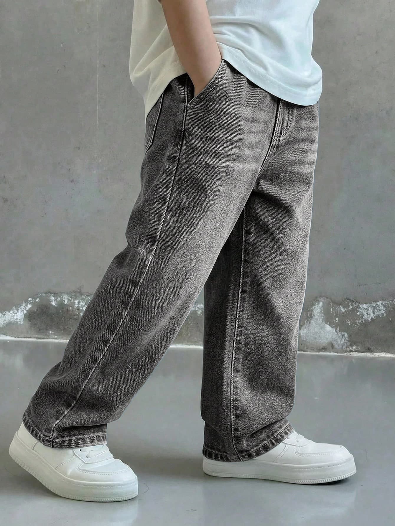 Kids Boys' Blue Denim Loose Straight Leg Pants