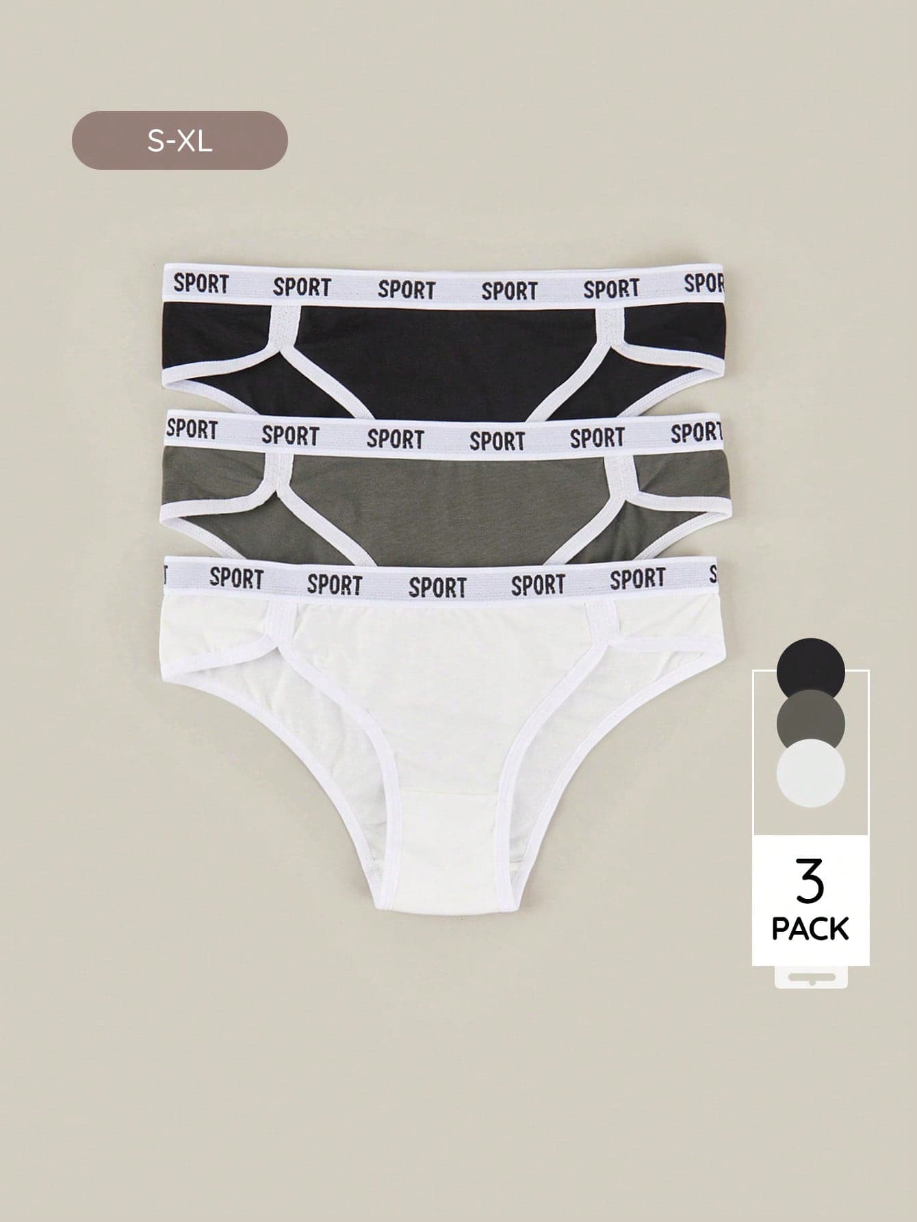 Bralution Women's Letter Print Colorblock Casual Everyday Triangle Panties 3-Pack