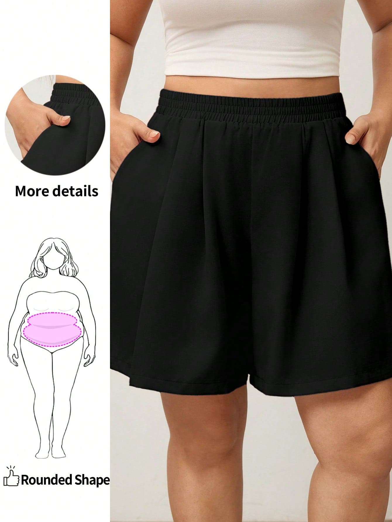 Enliva Plus-Size Women's Spring/Summer Fashion Casual Cowboy Loose Comfortable Everyday Versatile Slimming Elastic Formal Black