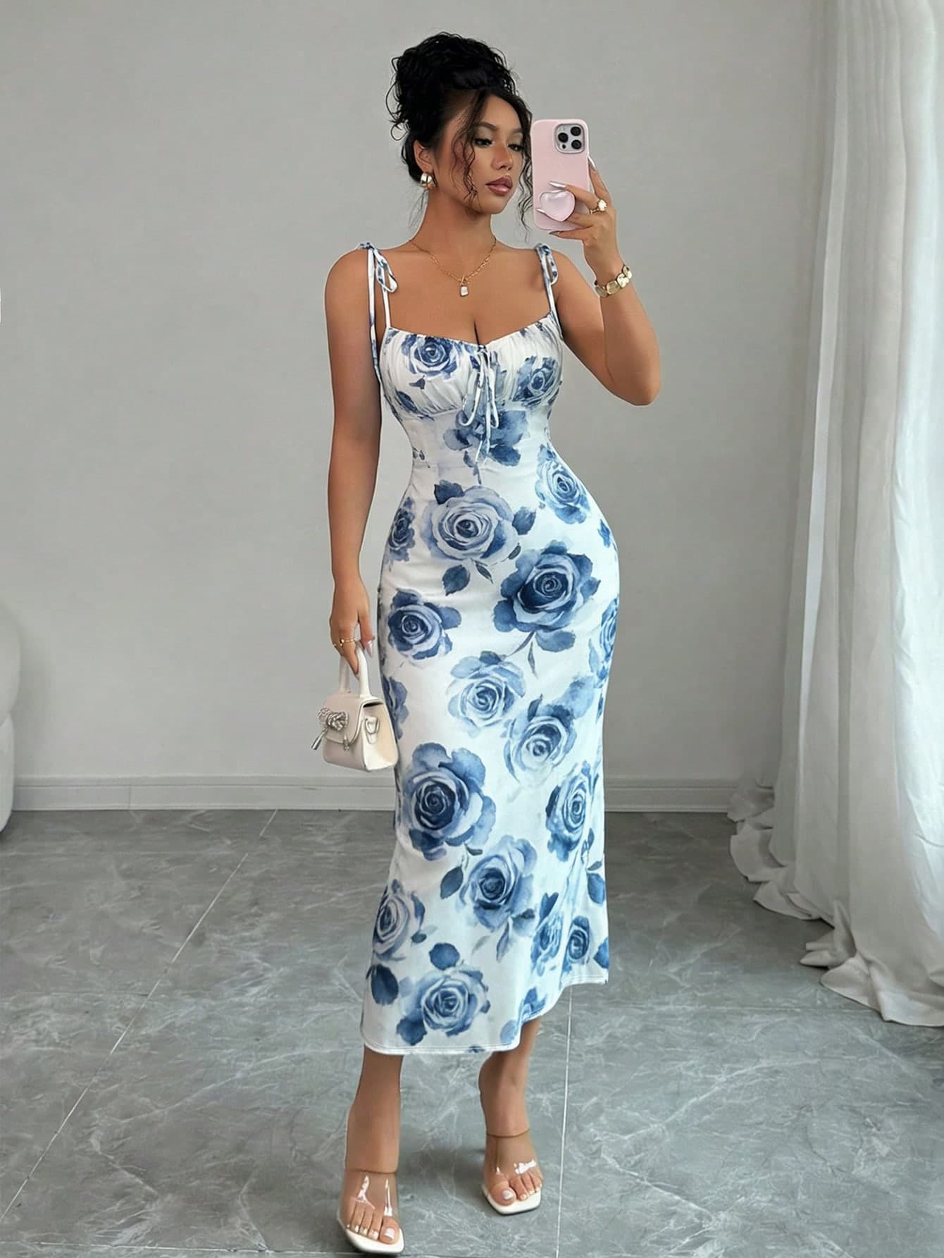 Rafferiza Women's Elegant Butterfly Print Long Dress