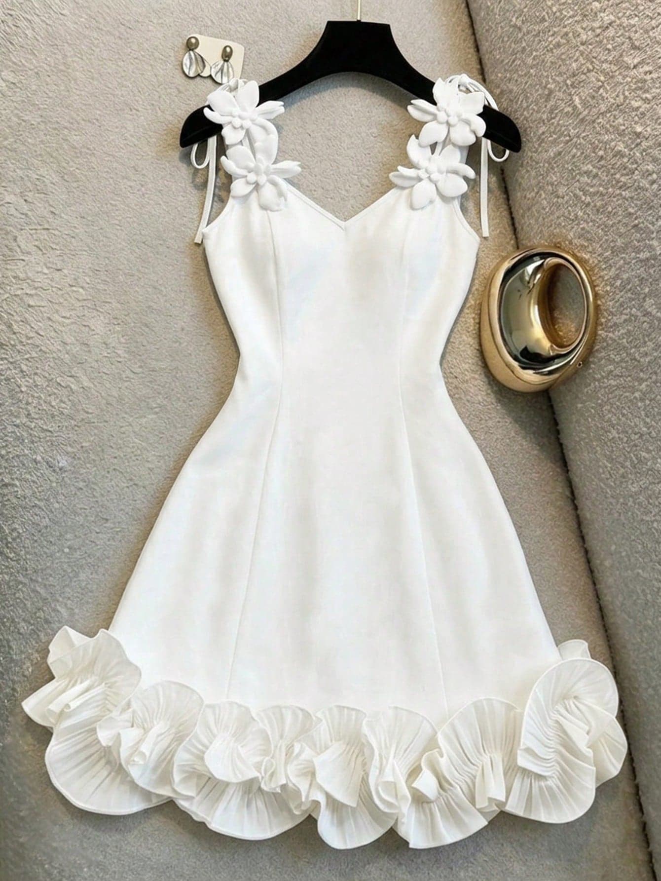 SHEIN Franclia Women's Fashion Elegant Daily Sleeveless Spaghetti Strap Floral Short Dress