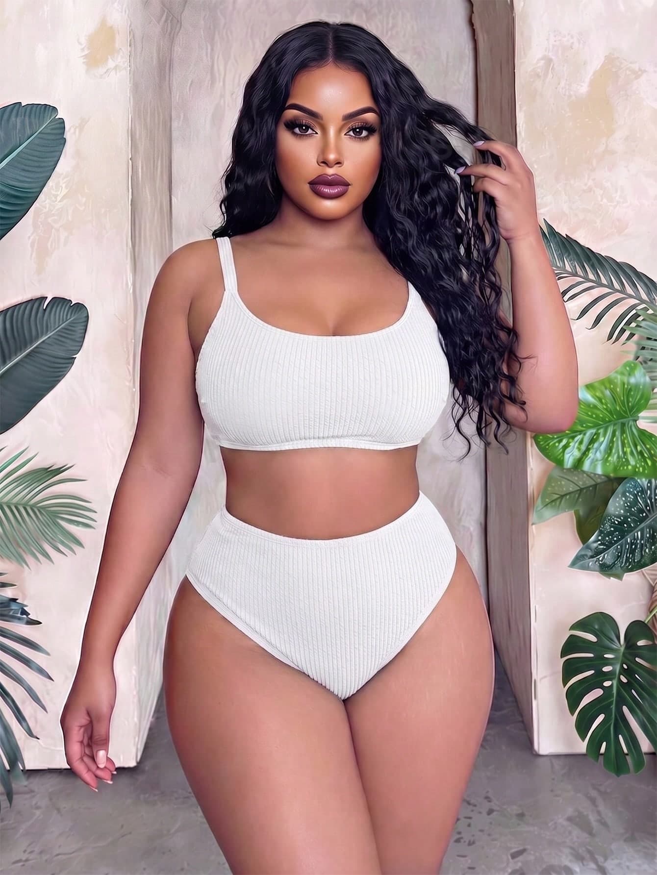 Slaydiva 2026 New Beach Vacation Minimalist Thick Shoulder Strap Adjustable Olive Green 2 Pieces Swimsuit Plus Size Swimwear Set