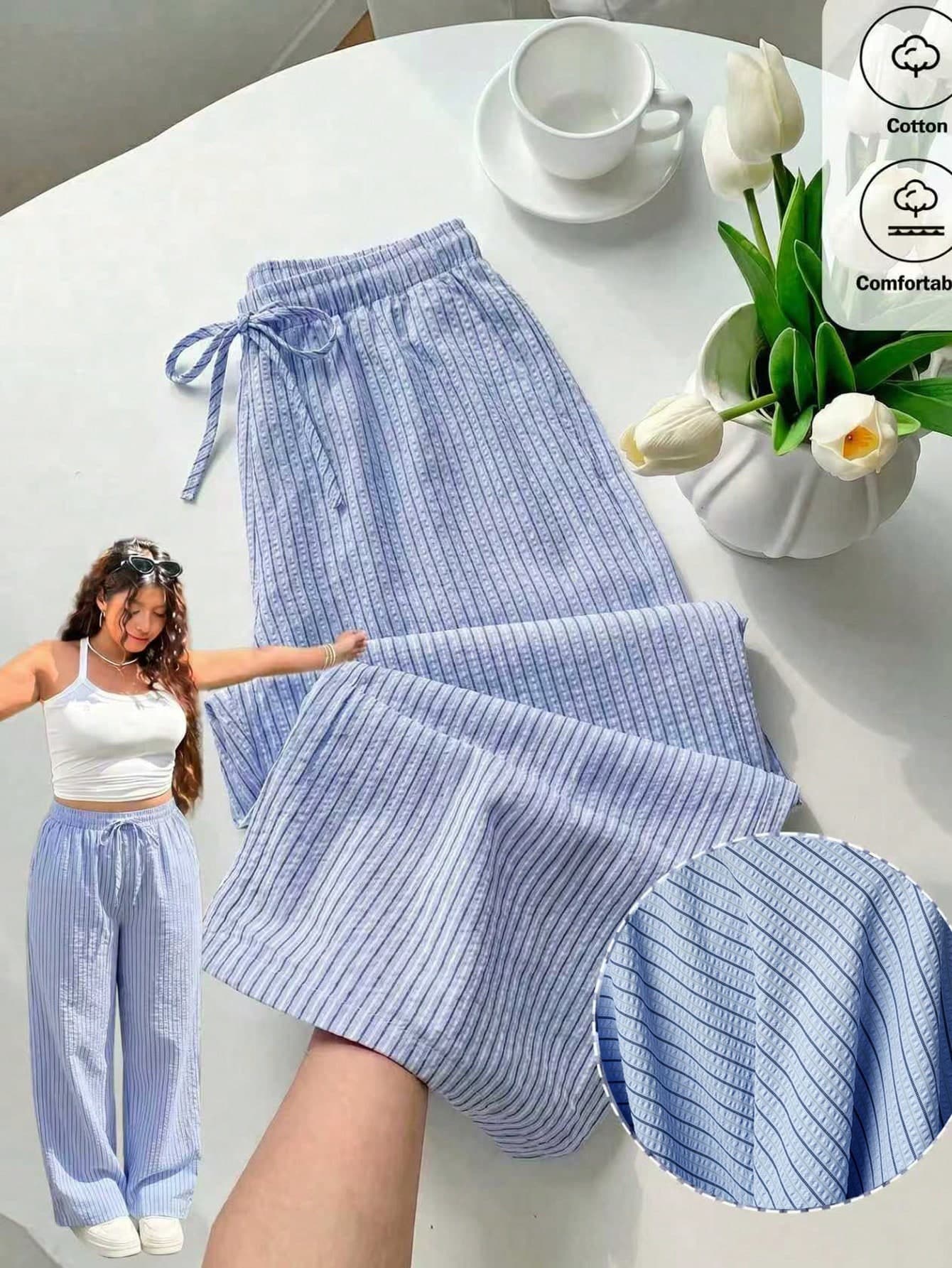 SHEIN EZwear Striped Casual Plus Size Women's Pants