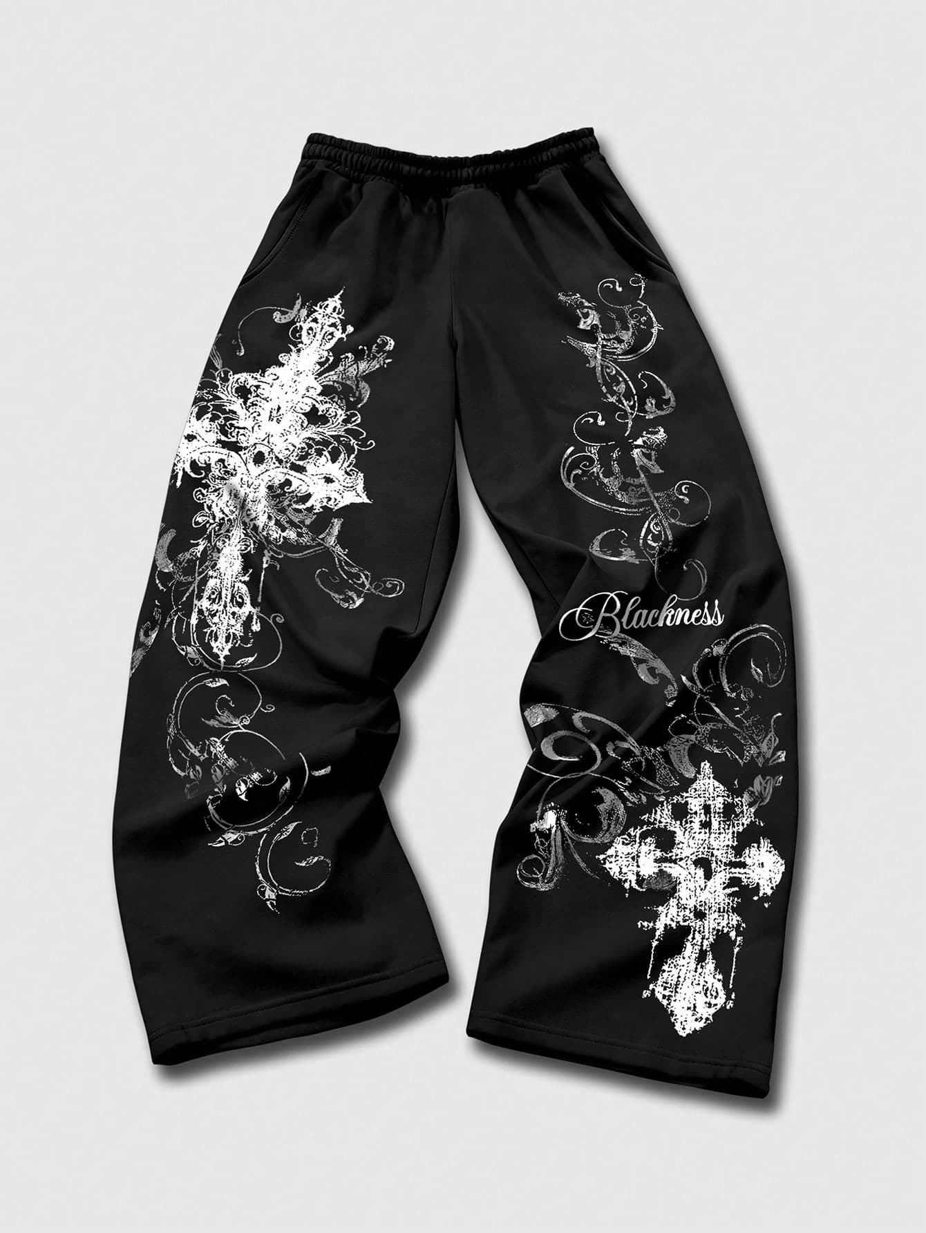 ROMWE MEN Street Life Teen Boy Elastic Waist Casual Fashion Printed Sweatpants