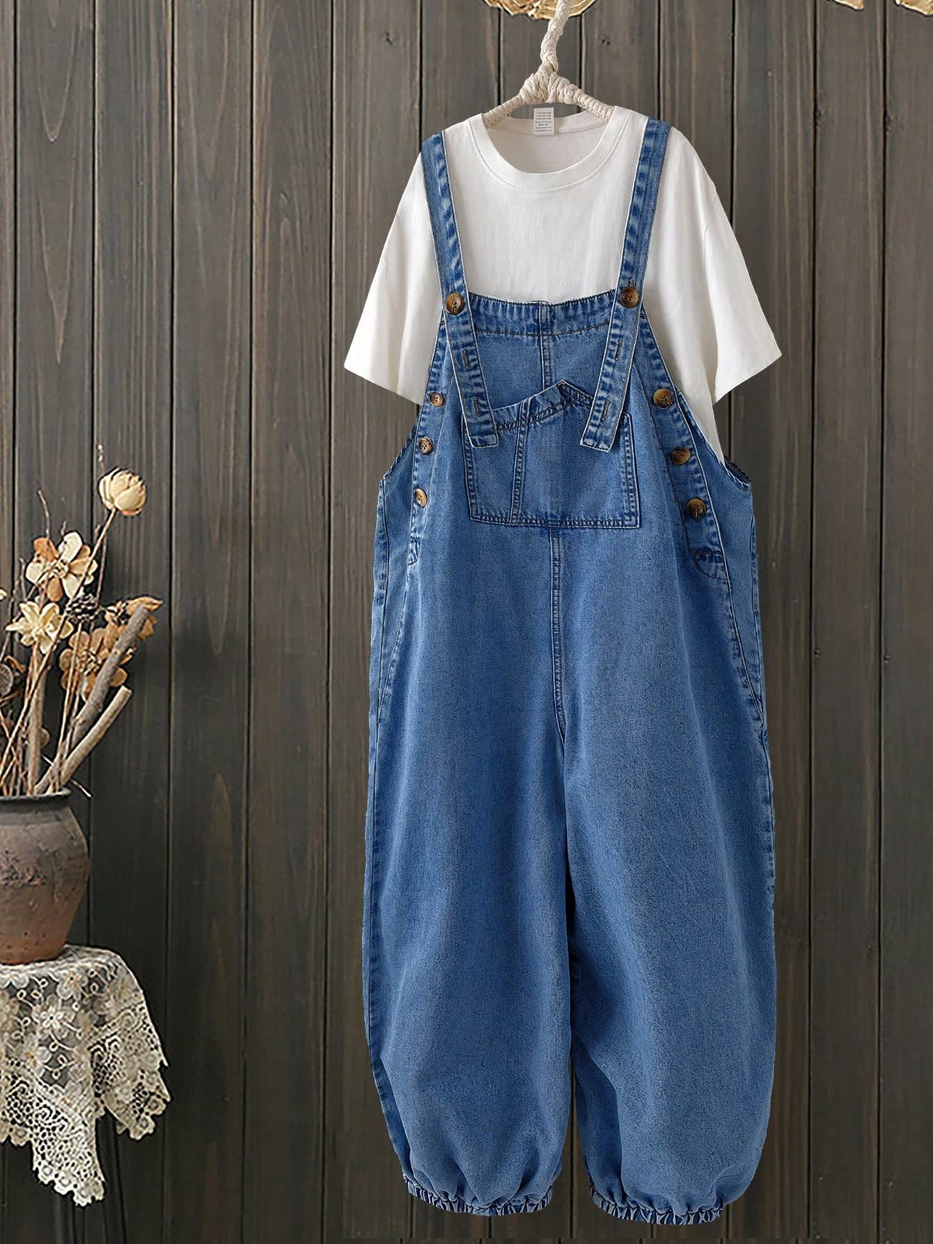 EMERY ROSE EMERY ROSE Women's Casual Daily Denim Overalls Long Pants