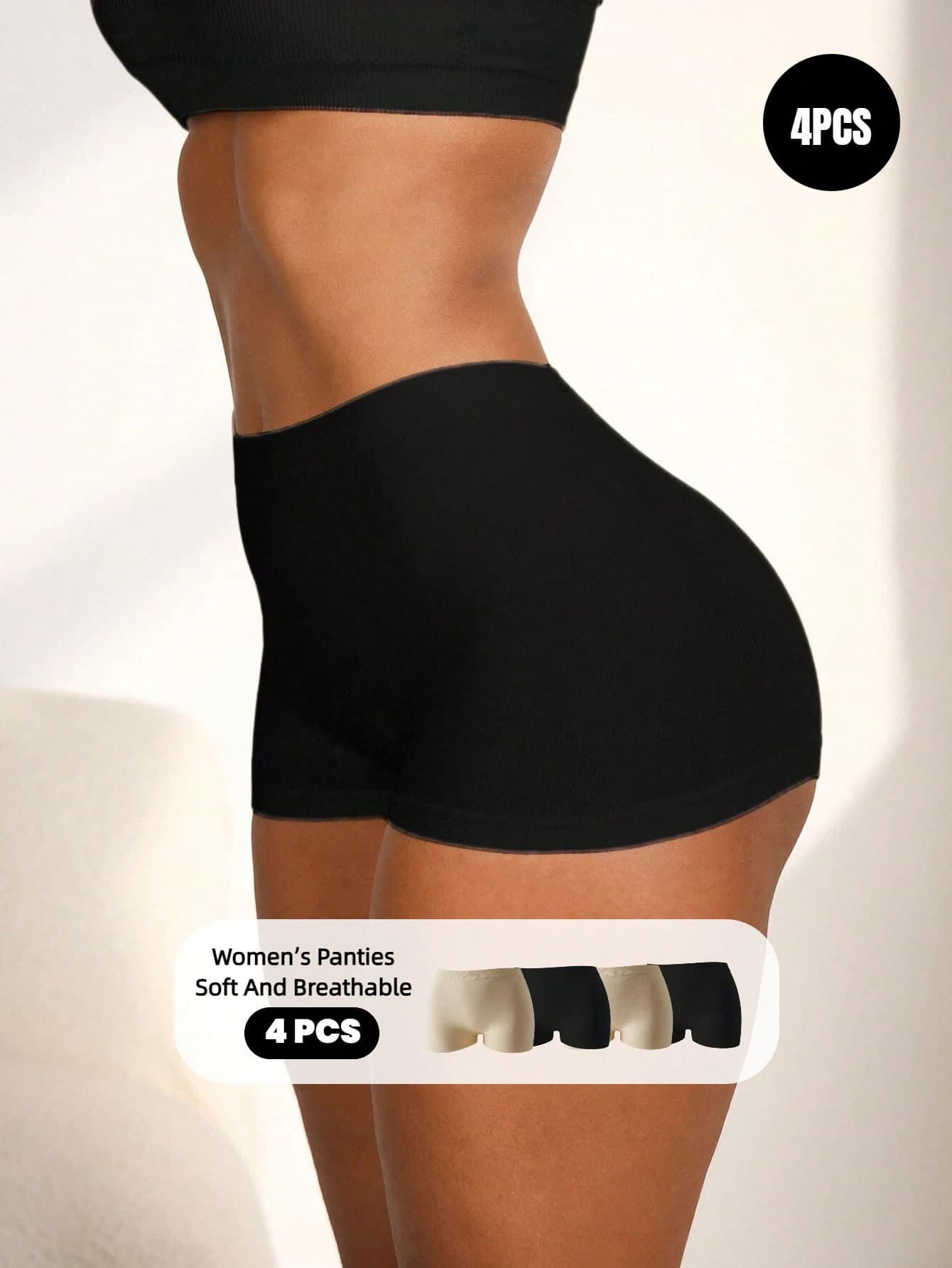 SHEIN Fashionable Comfortable Seamless Safety Shorts Women's Boxer Briefs Underwear 4pcs/Set
