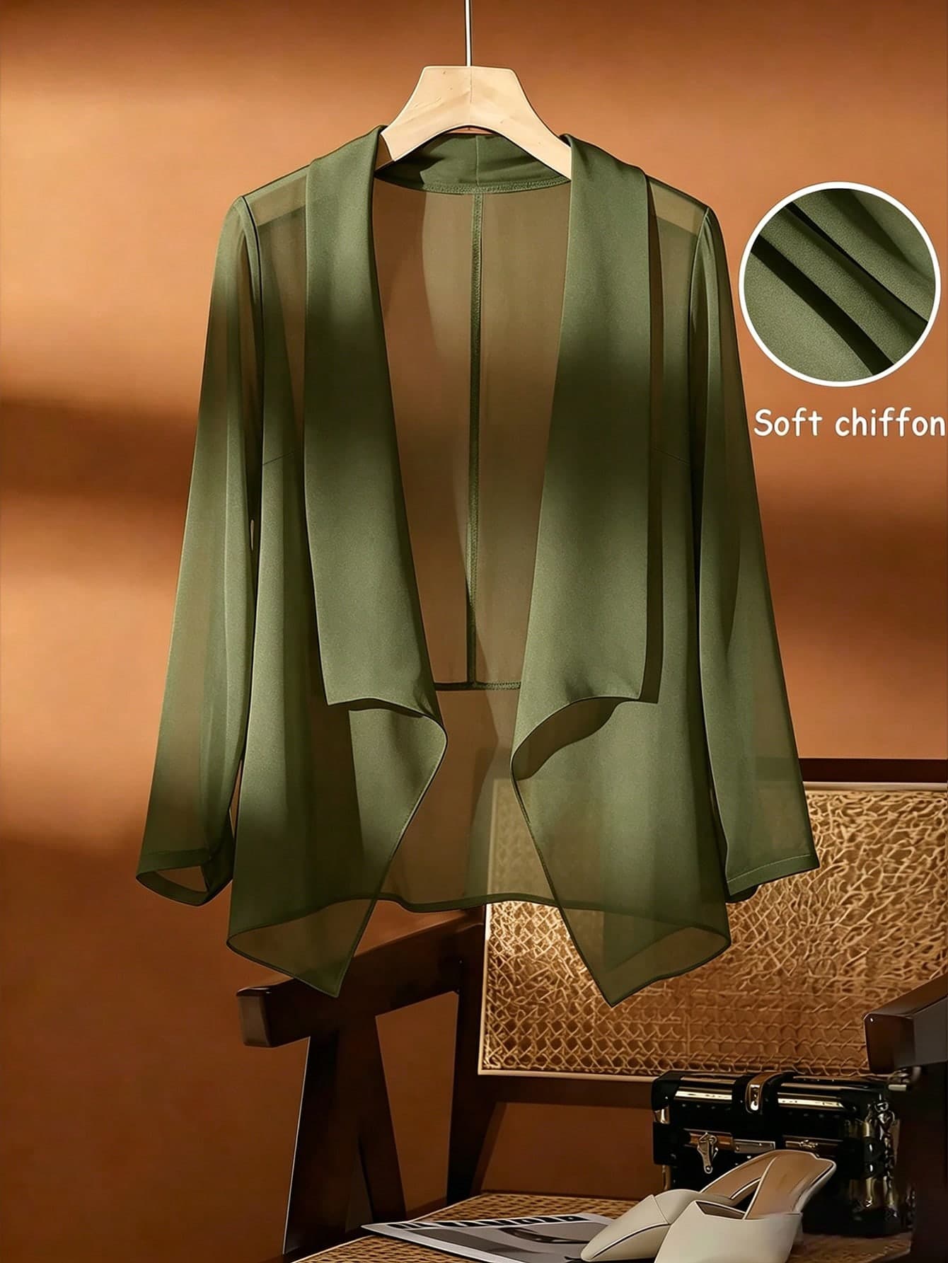 SHEIN Clasi Plus Size Women's Casual Chiffon Breathable Cardigan