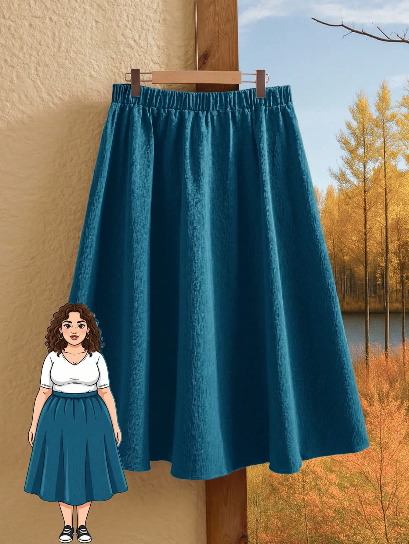Rusticease Plus Size Solid Color Casual Versatile Vacation Skirt
