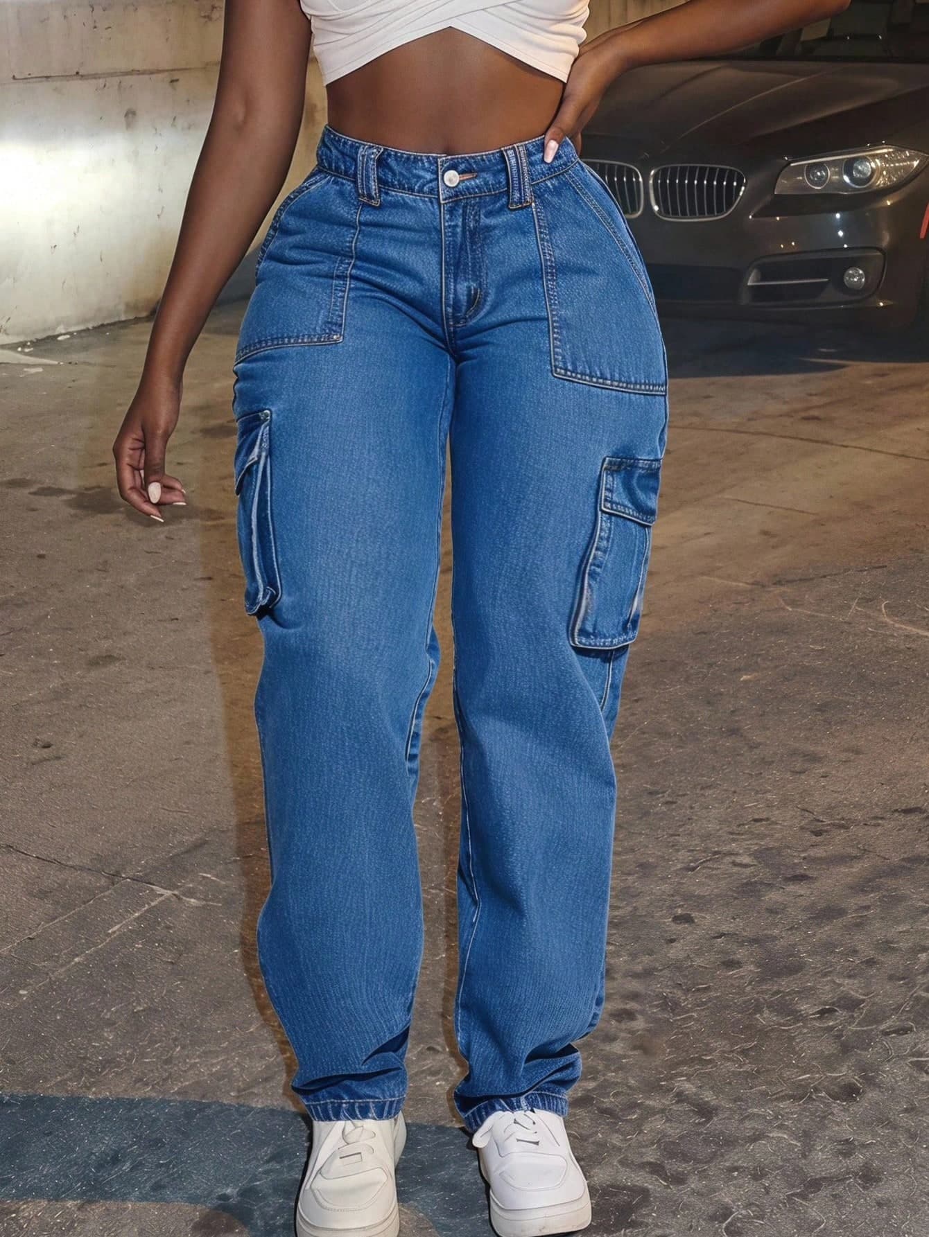 BriallanyX BriallanyX Flap Pocket Side Cargo Jeans