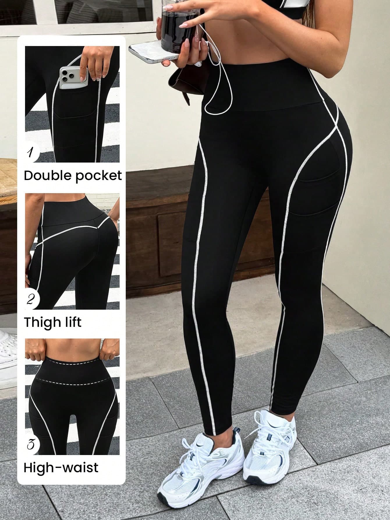 Dewbera Dewbera Women's High Waist Pocket Daily Fitness Sports Leggings
