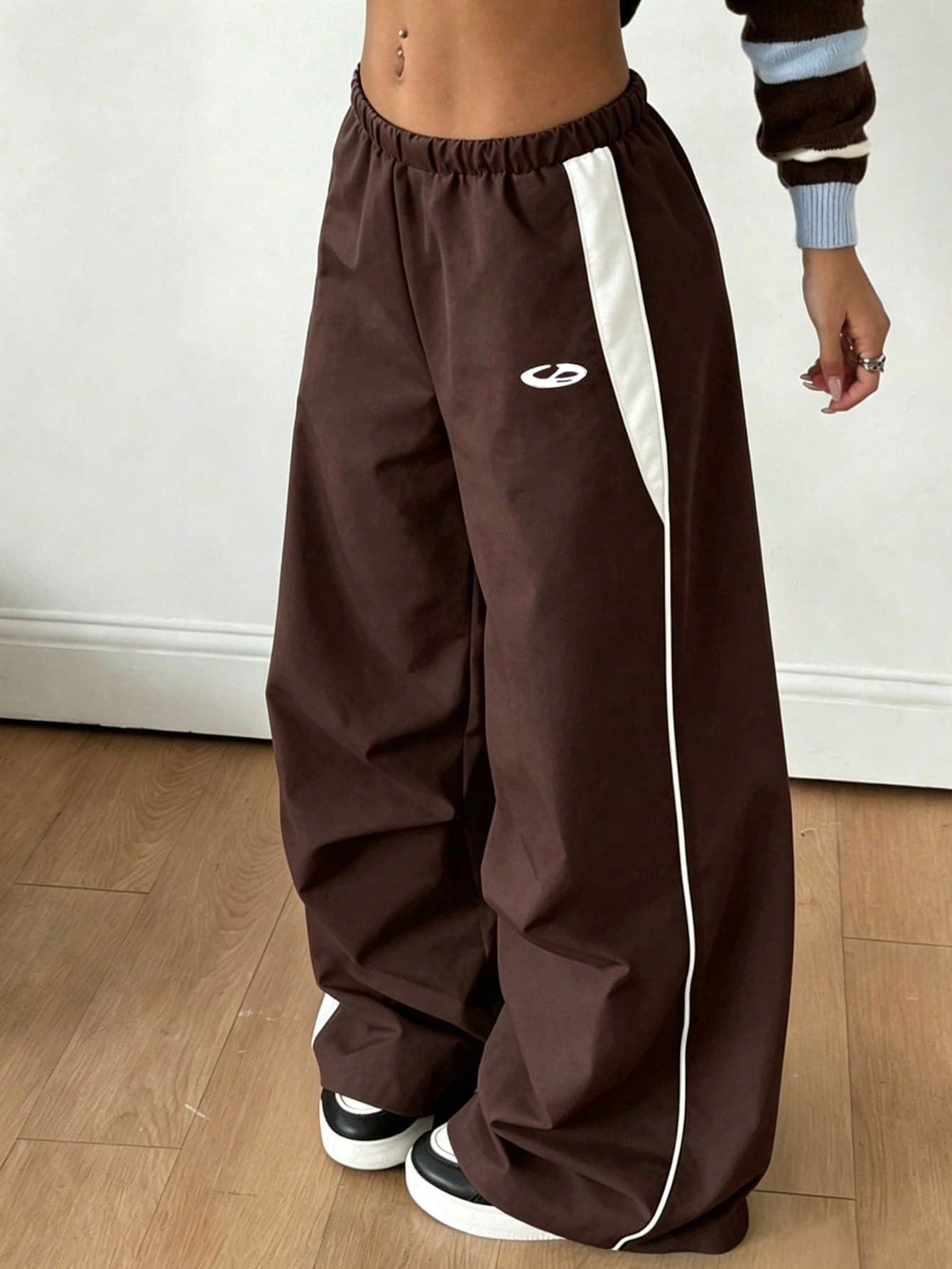 Classic Casual Pants, Summer Double Waistband, Simple And Comfortable, Suitable For Home, Street, Sports, Can Be Freely Matched With Jackets And Tops, Showcasing Youthful Vitality, Color Block Patchwork