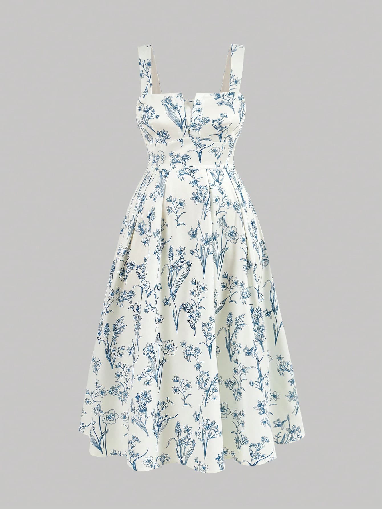 SHEIN MOD Plus Size Women's Elegant Floral Printed Pleated Dress With Spaghetti Straps, Summer Vacation,Beach Sundress,Holiday Outfits Boho,Corset For Women