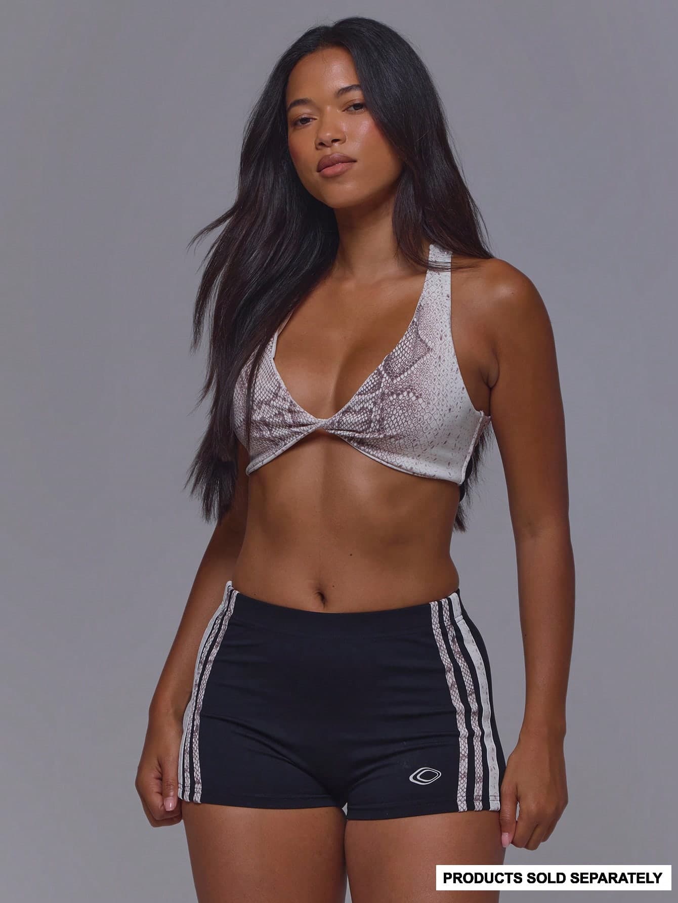 Musera Sport Snake Printed V Plunge Twist Front Sports Bra Only Workout Gym Pilates Fitness Daily Casual Everyday Running Void