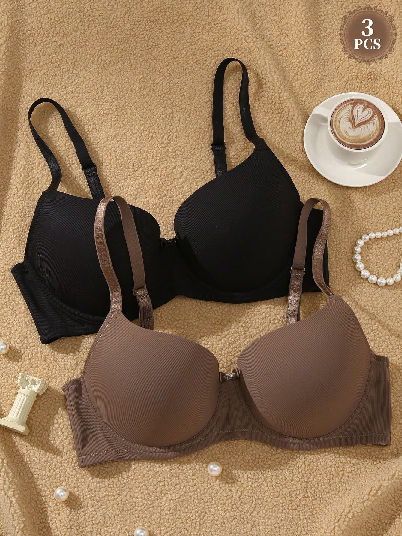 SHEIN Plus Size Underwire Casual Comfortable Push-Up Bra 2pcs/Set