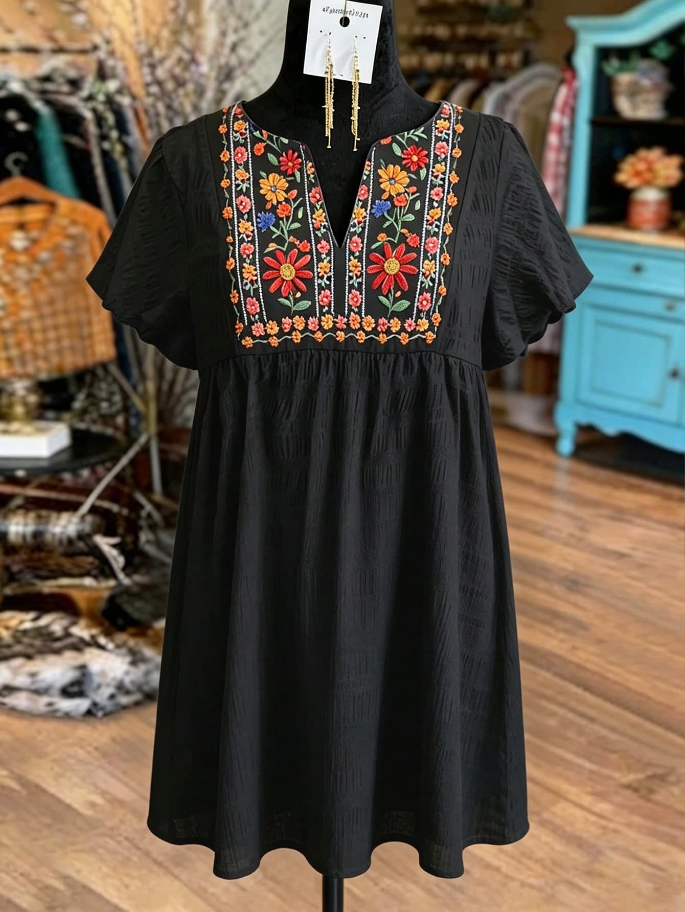 Linhara CURVE Spring/Summer Vacation Casual Commute Elegant Plus Size Faux Embroidery Print Dress