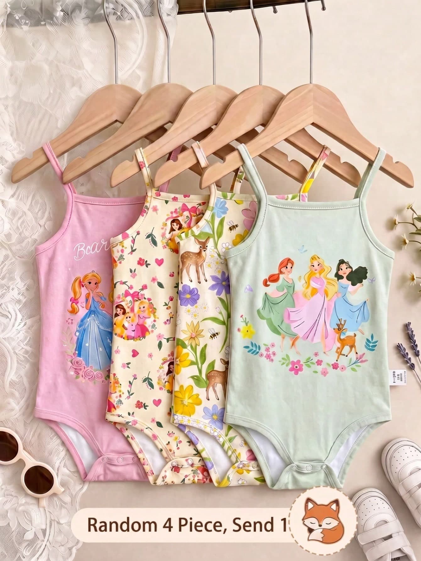 Baby Girl Casual Spaghetti Strap Romper Suitable For Spring And Summer