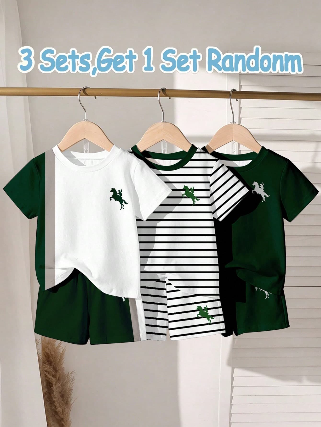 Souflis Souflis Randomly Ships 1 Of 3 Sets,Dark Green Contrast Color Green Morandi Color Scheme Infant Toddler Casual Fashion Classic Knight Print