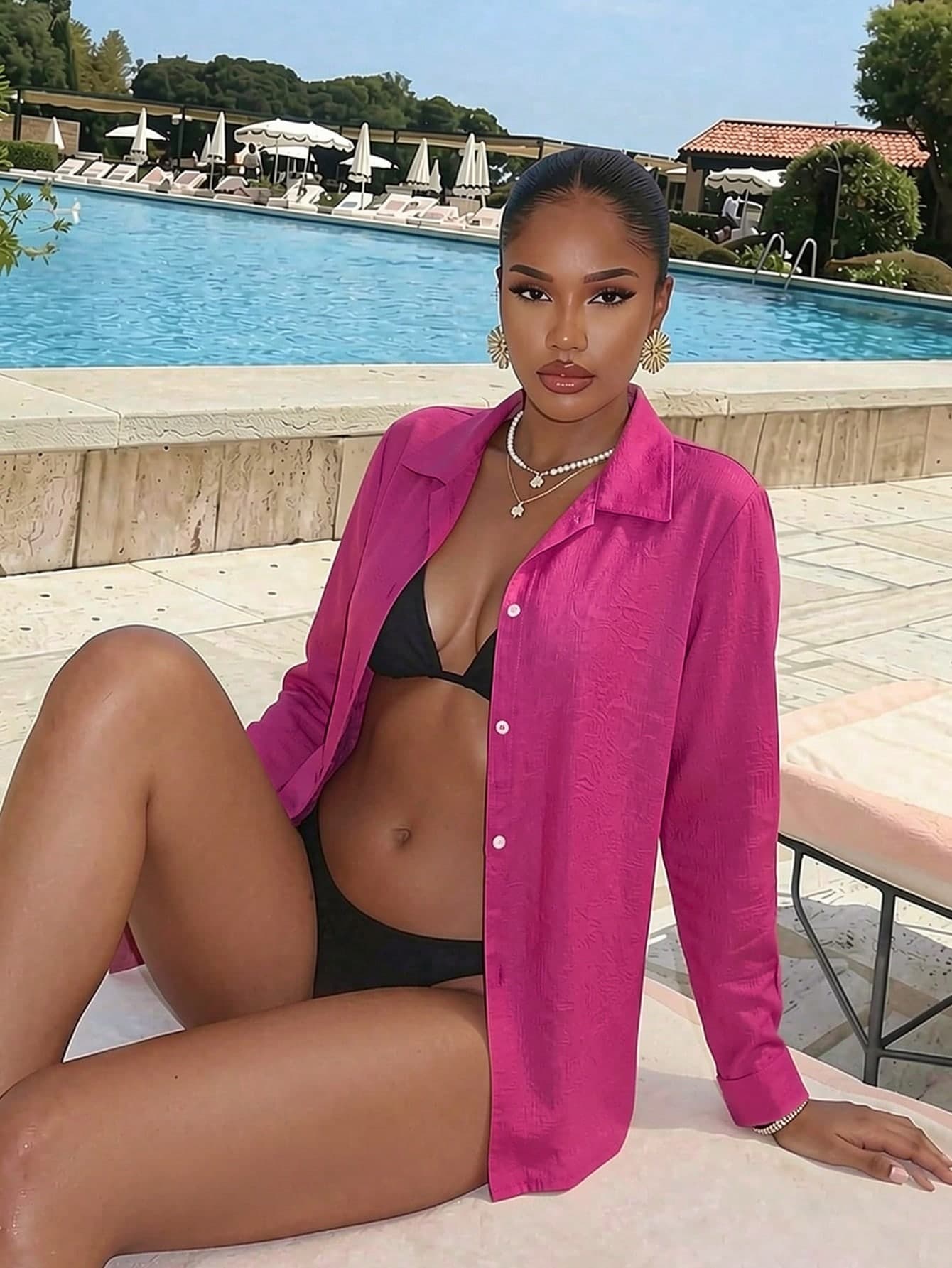 Vaytide Solid Color Beach Cover-Up Kimono