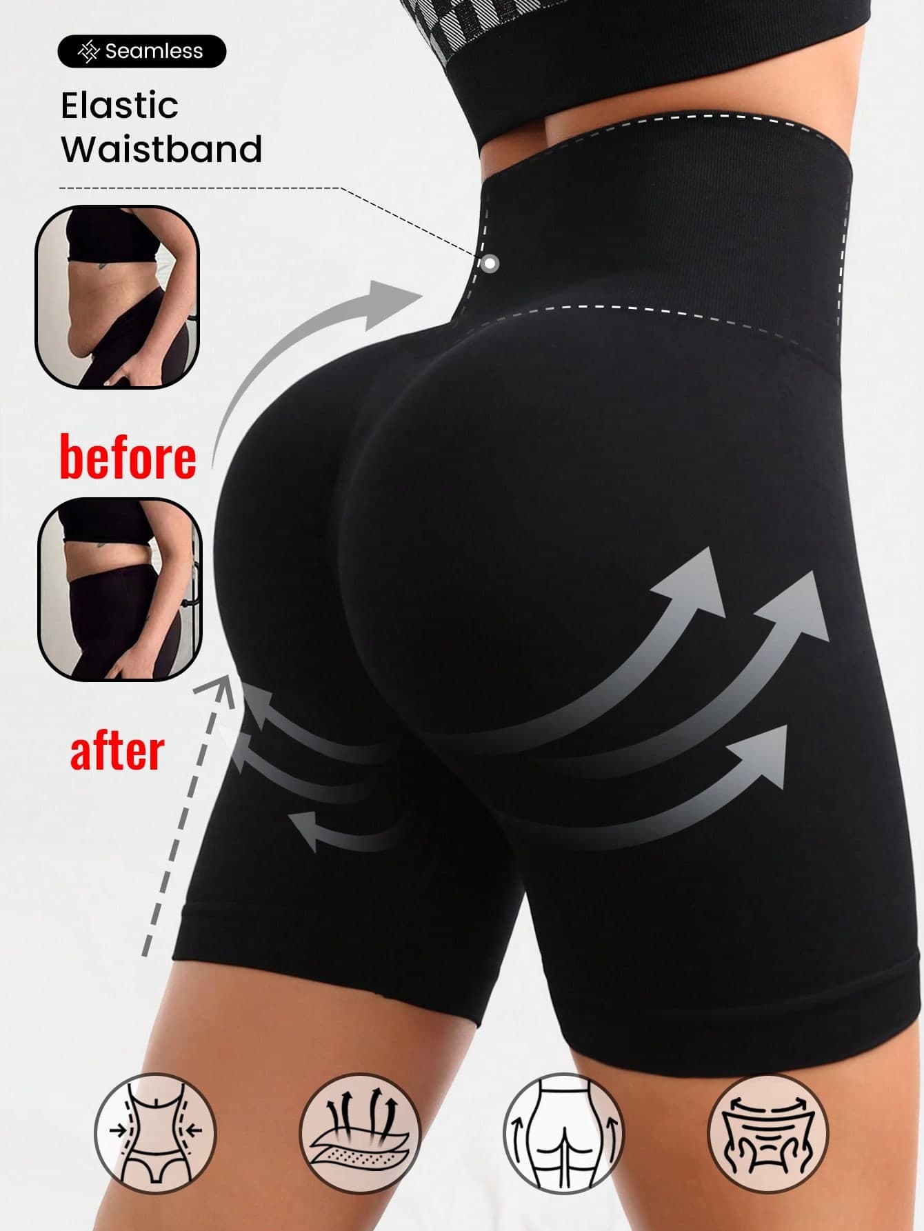 Gameset SHEIN Sport Wideband Waist Seamless Sports Shorts Stretchy ShortsWomen Sweat Short, Gym Short, Biker Short