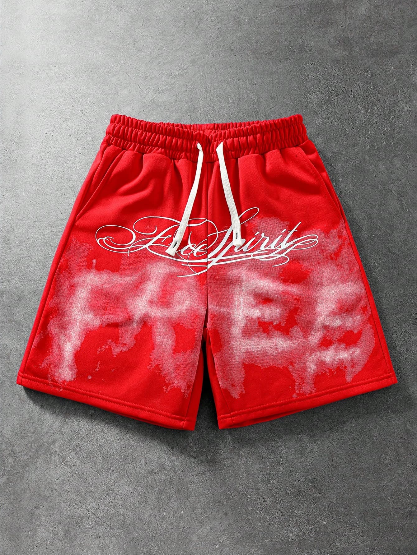 ROMWE MEN Street Life Teen Boy Casual Letter Print Drawstring Waist Pocket Shorts