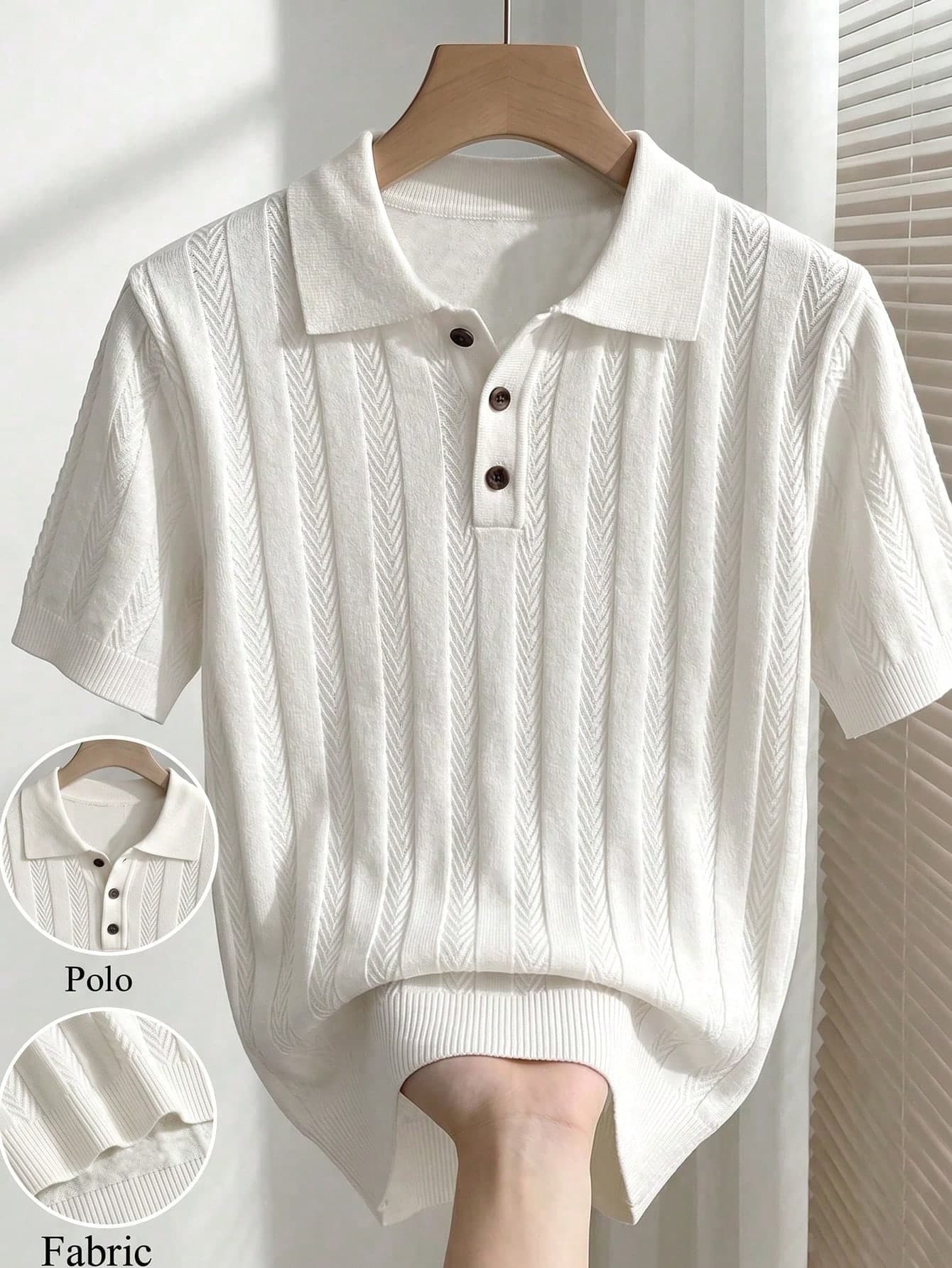 Manfinity Homme European And American New Blogger Stylish Design Casual Men's Pullover Knit Sweater, White Knit Sweater
