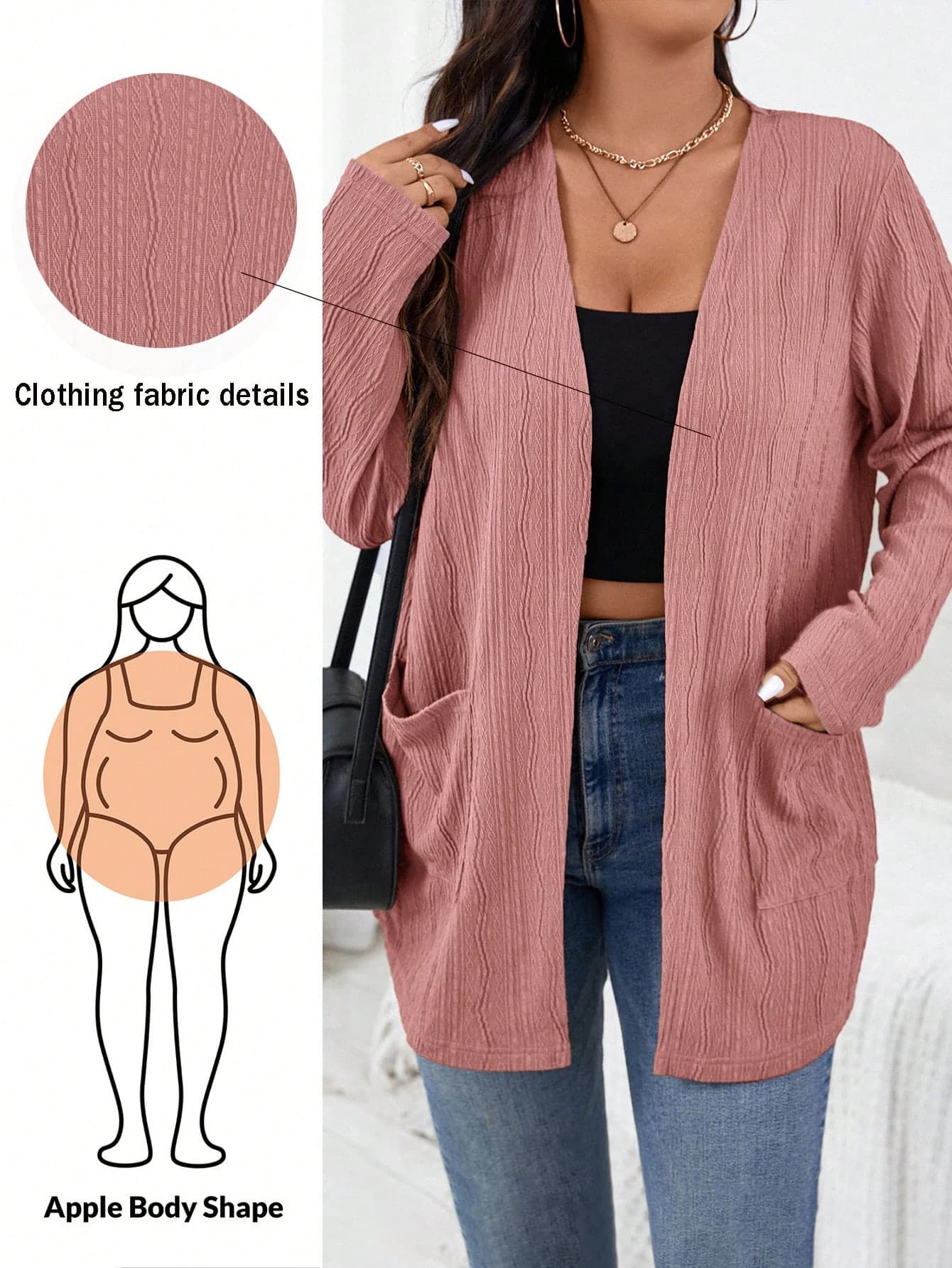 SHEIN Essnce Plus Size Autumn Casual Solid Color Double Pocket Jacket