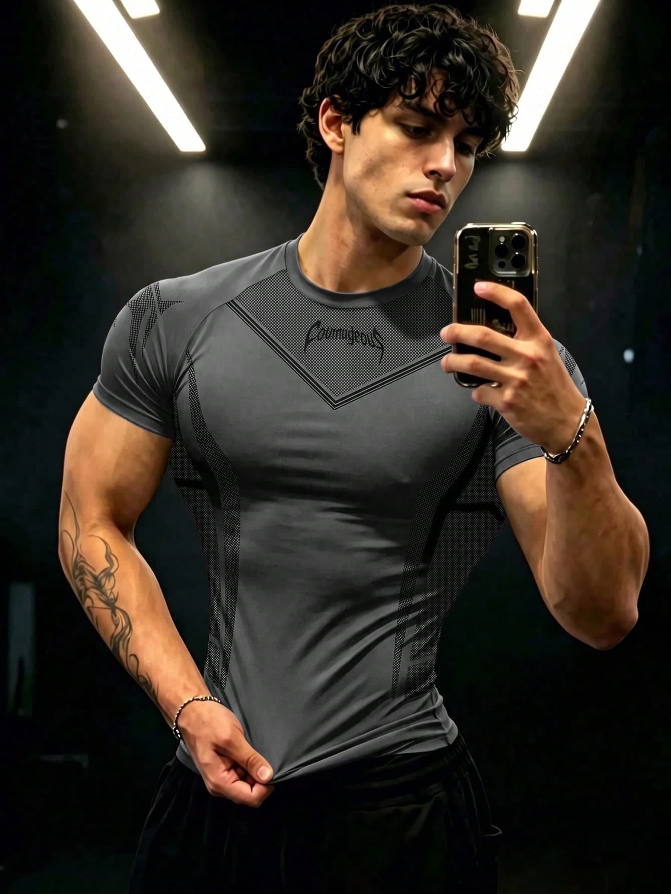 GymBeat Men's Minimalist Printed Casual Short Sleeve Sports T-Shirt For Running And Fitness