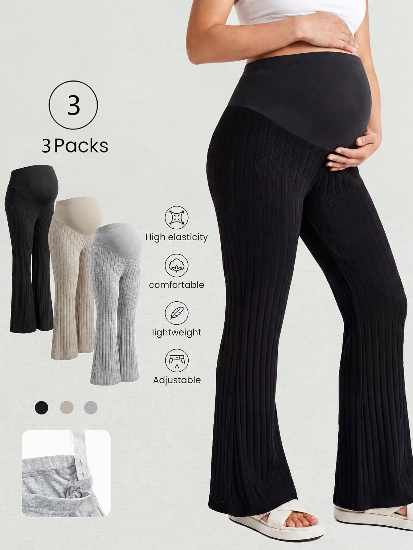 Modmama Maternity Casual Versatile Solid Color Flare Leggings