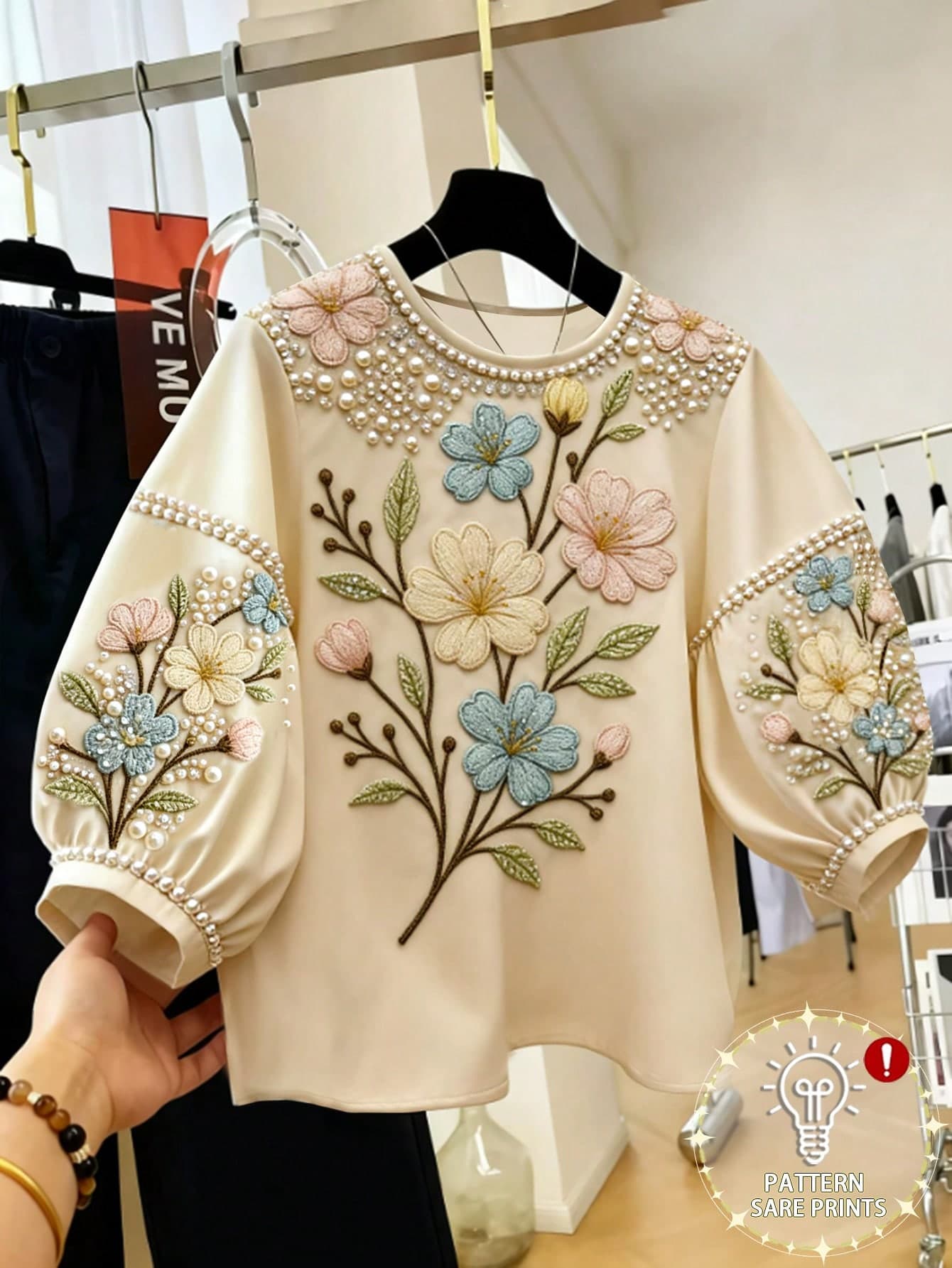 GlowEve CURVE Women's Plus Size Spring/Summer New Arrivals: Luxurious And Elegant Tops With Faux Embroidered Floral Prints, High-End Round Neck, Mid-Sleeves, Going Out Tops, Vacation Casual Shirts, Summer Women's Outfits, Casual Blouses, Holiday Outfits, Country Women