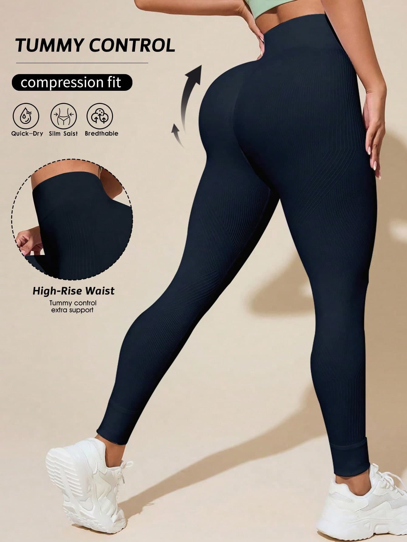 Gameset SHEIN Sport Women's Solid Color High Waist Daily Fitness Sports Leggings