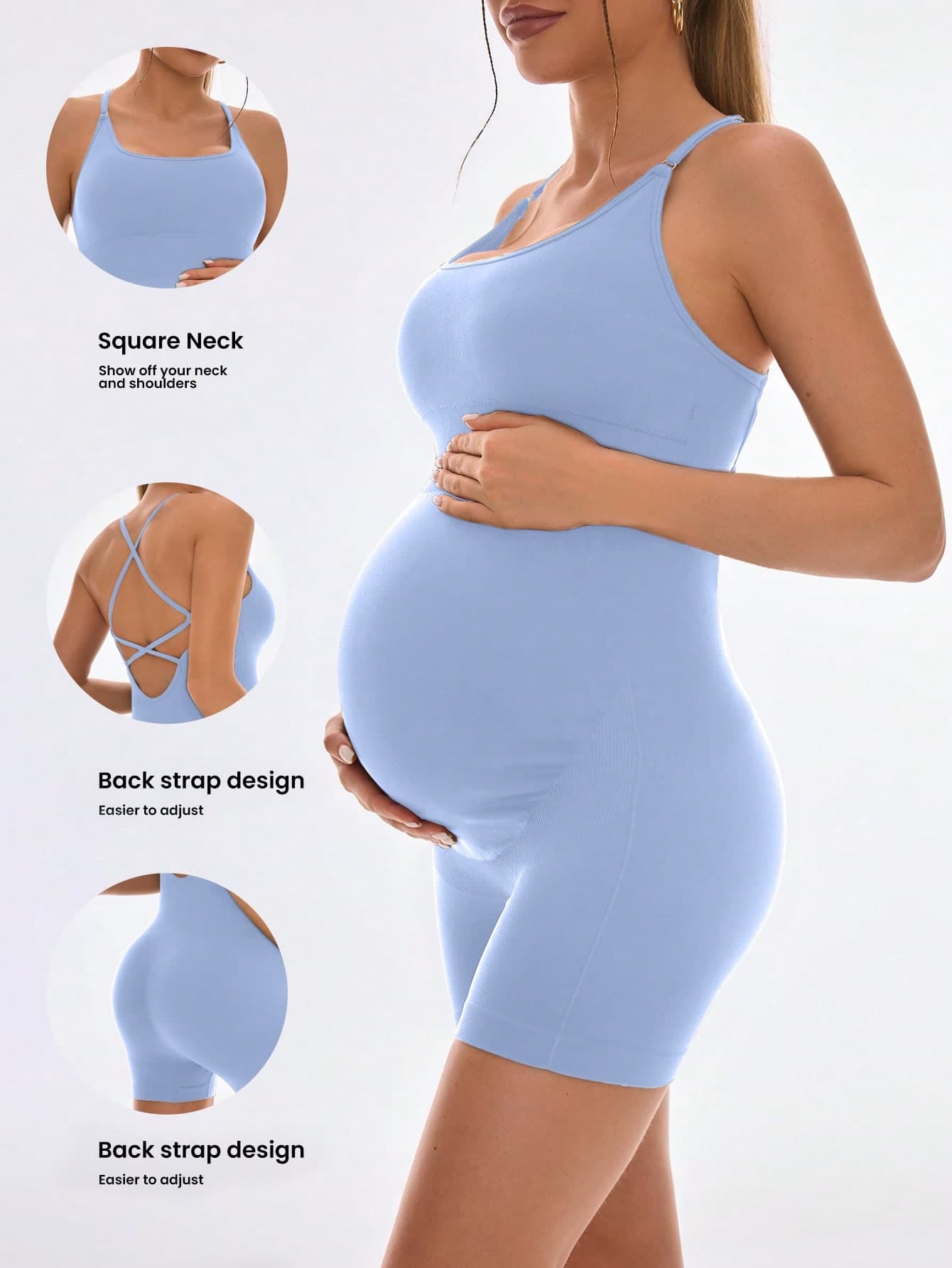 SHEIN Maternity Solid Color Casual Daily Wear Spaghetti Strap Romper