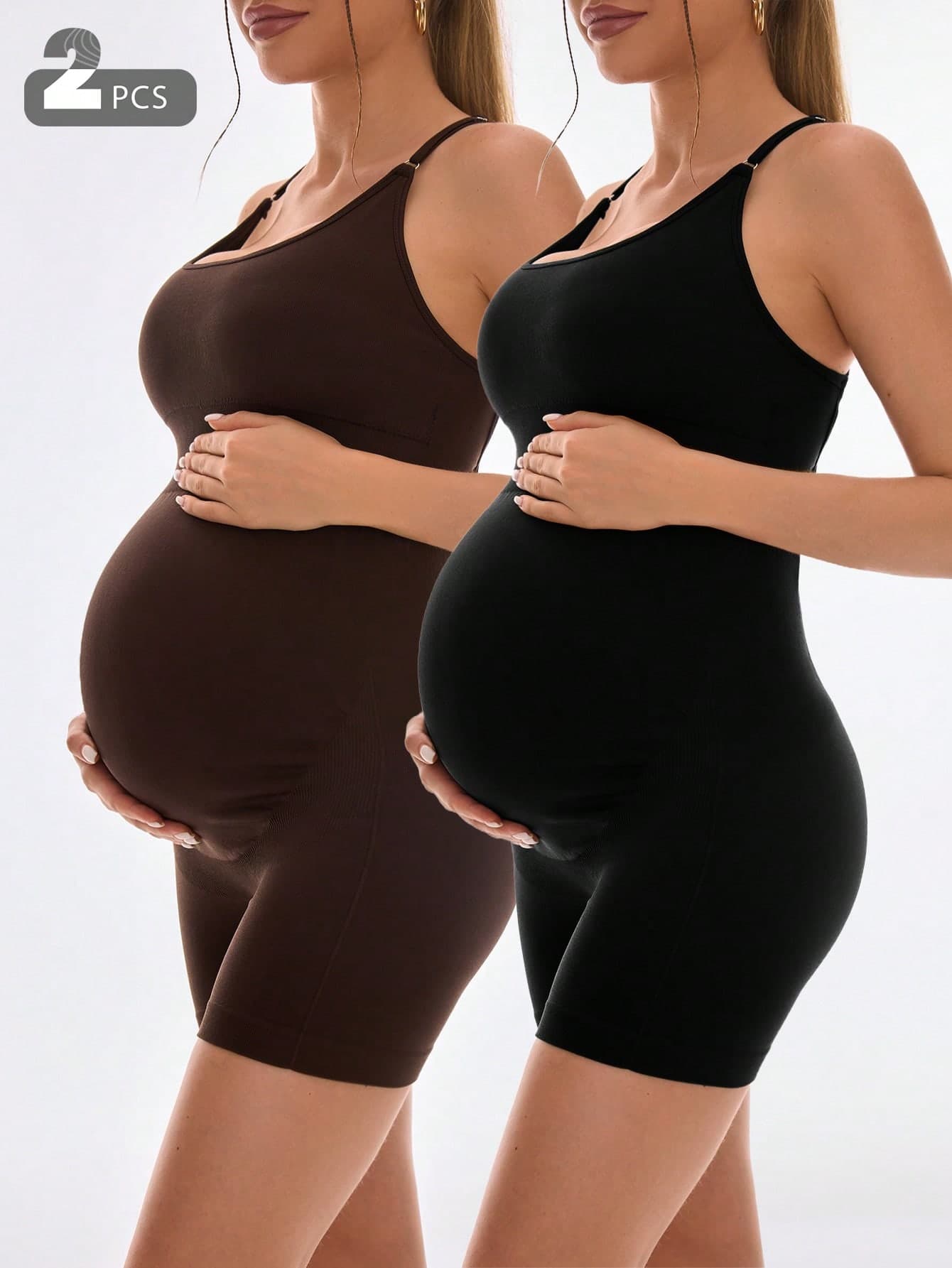 SHEIN Maternity Solid Color Criss-Cross Back Strap Sports Romper