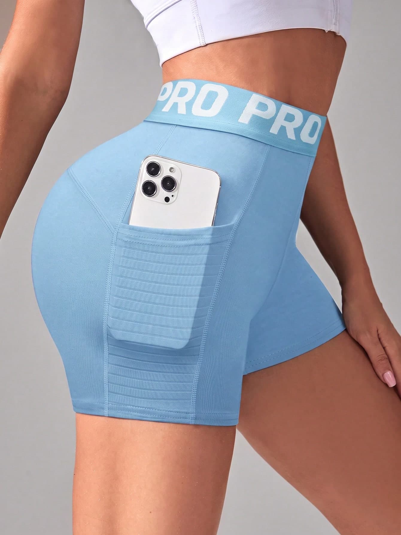SHEIN Sports Women's Letter Print Pocket Casual Daily Wear Sports Shorts