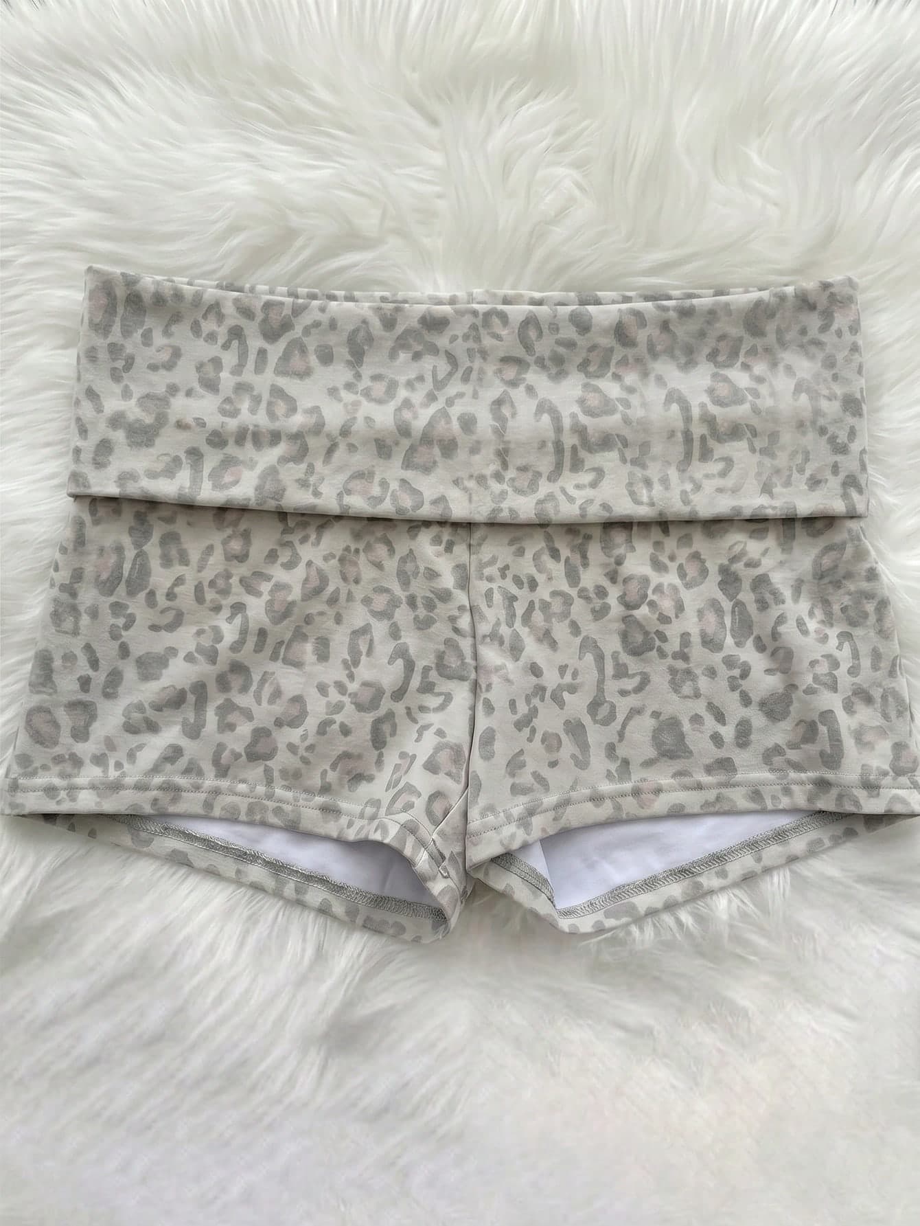 Tween Girls Shorts, Summer Casual All-Match Versatile Daily Home Fitness Sports Yoga Tight Short Print Fold-Over Waistband Leggings Shorts