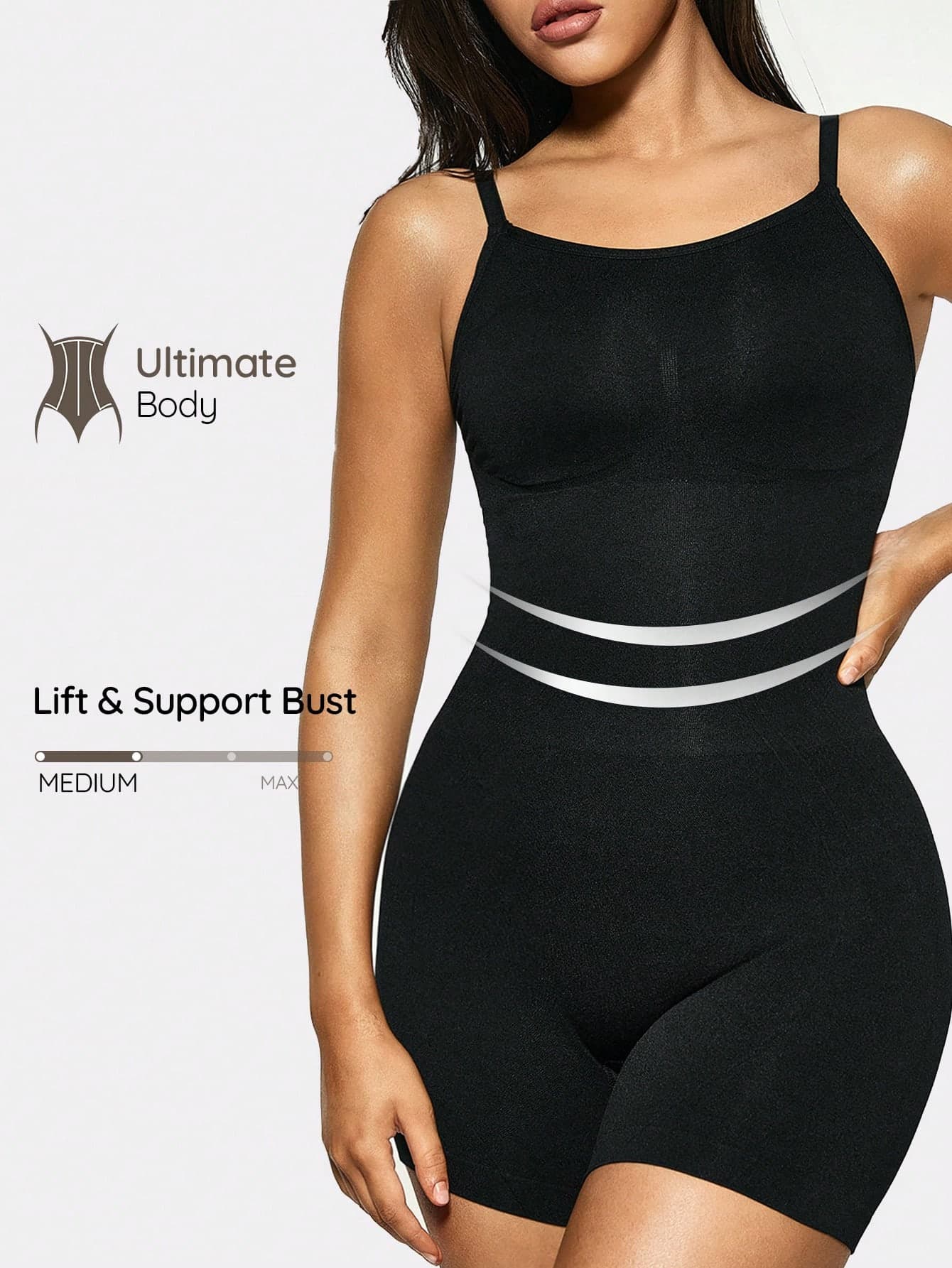SHAPORA Women's Seamless Bodysuit Shapewear,Snug Fit Tummy Control Solid Shapewear,One Piece Romper Anti-Rolling,Butt Lifter Slimming Lingerie