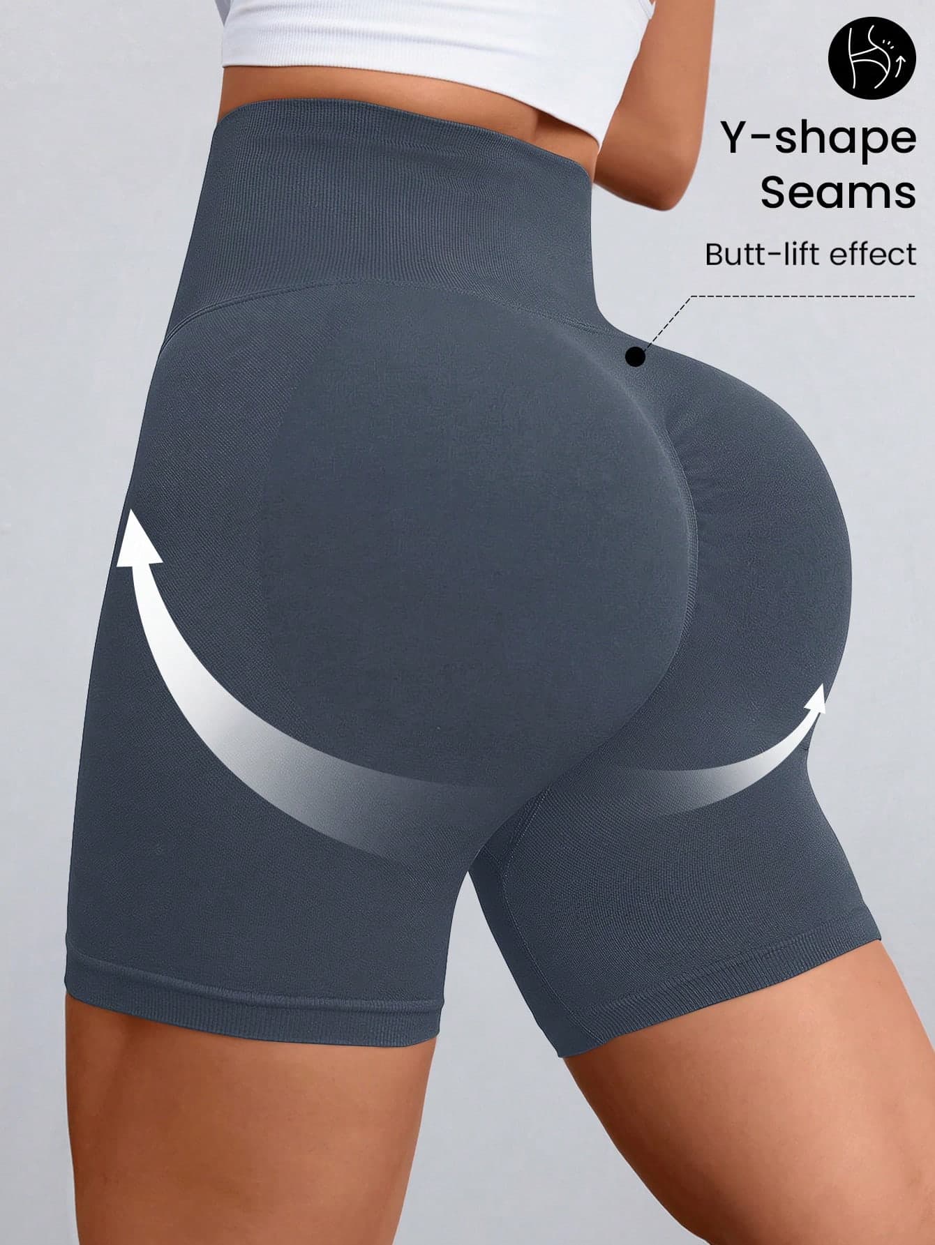 Powerista Seamless Wide Waistband Scrunch Butt Sports Shorts Blue ShortsWomen Sweat Short, Gym Short, Biker Short