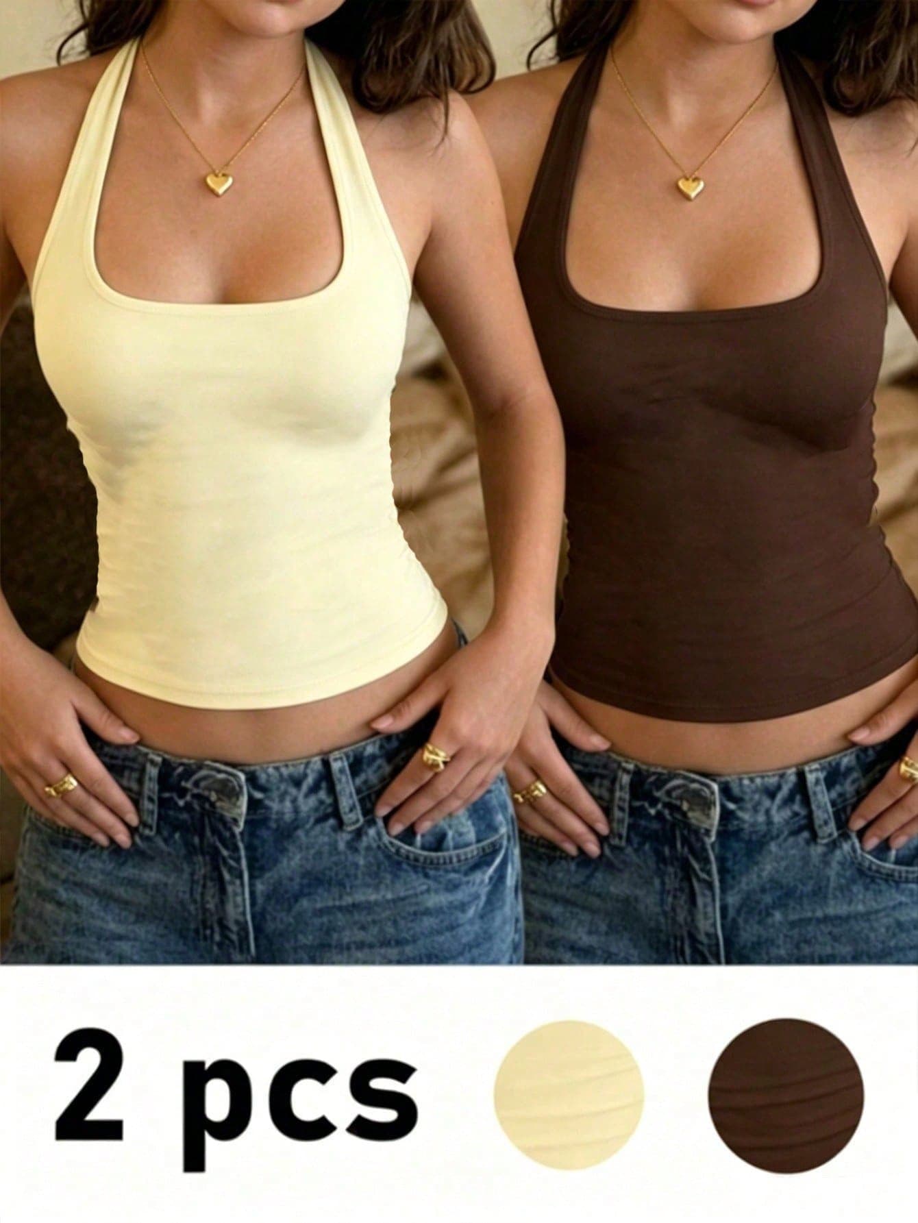 Tween Girl Tween Girl Solid Color Fitted Casual Halter Tank Top Pcs