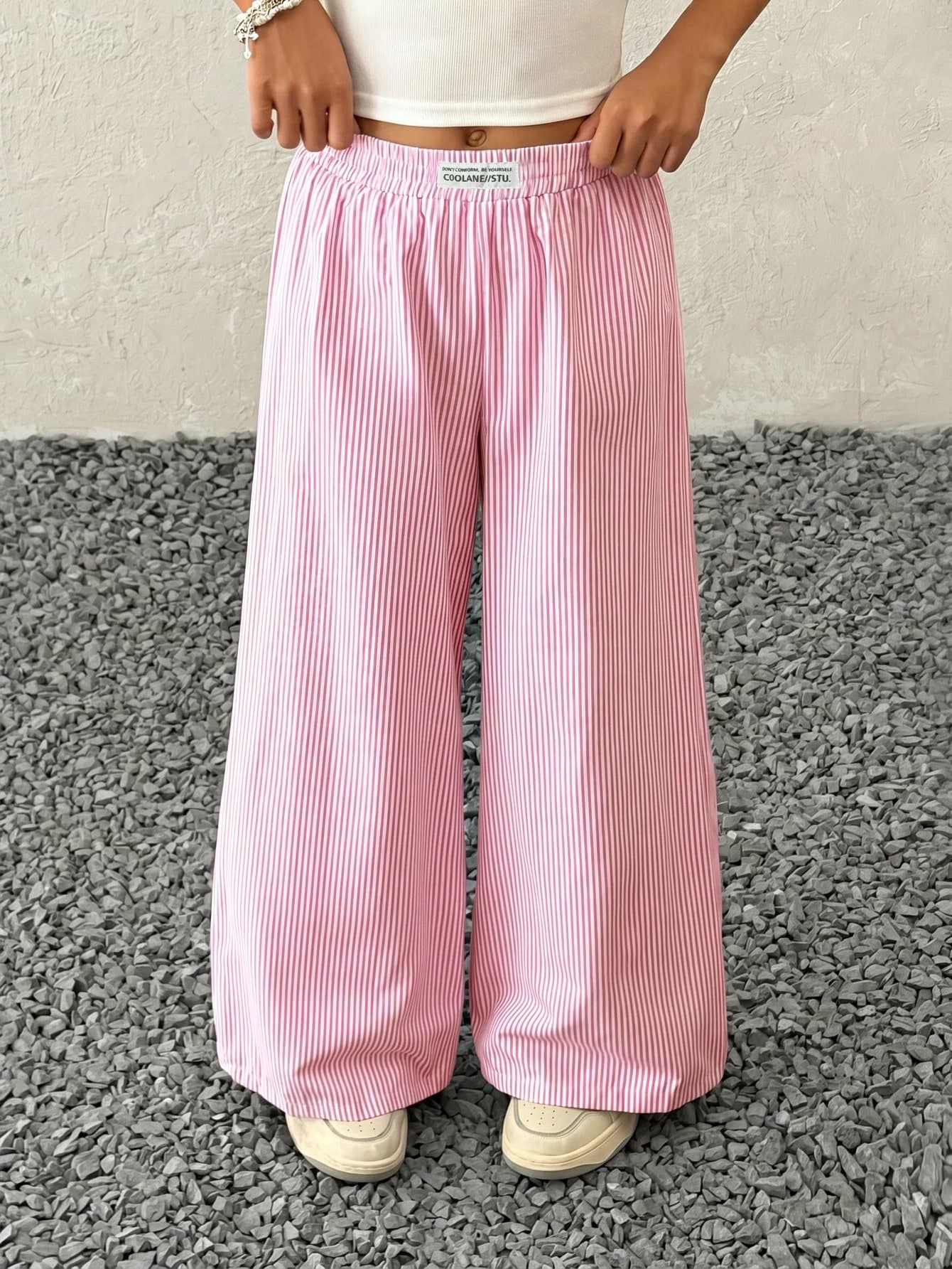 Tween Girl Tween Girls Spring/Summer Streetwear Graphics Pink Baggy Straight Pants